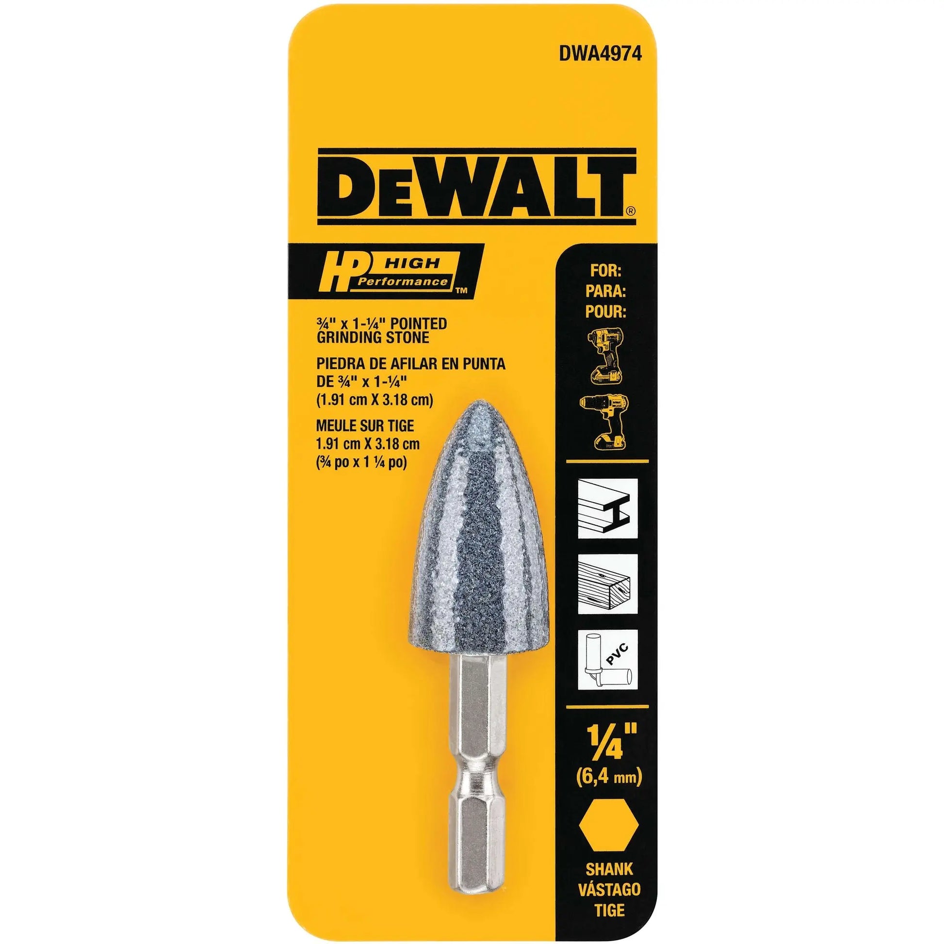 DEWALT DWA4974 – DEWALT Aluminum Oxide 3/4" X 1-1/4" Hp Grinding Pt DEWALT