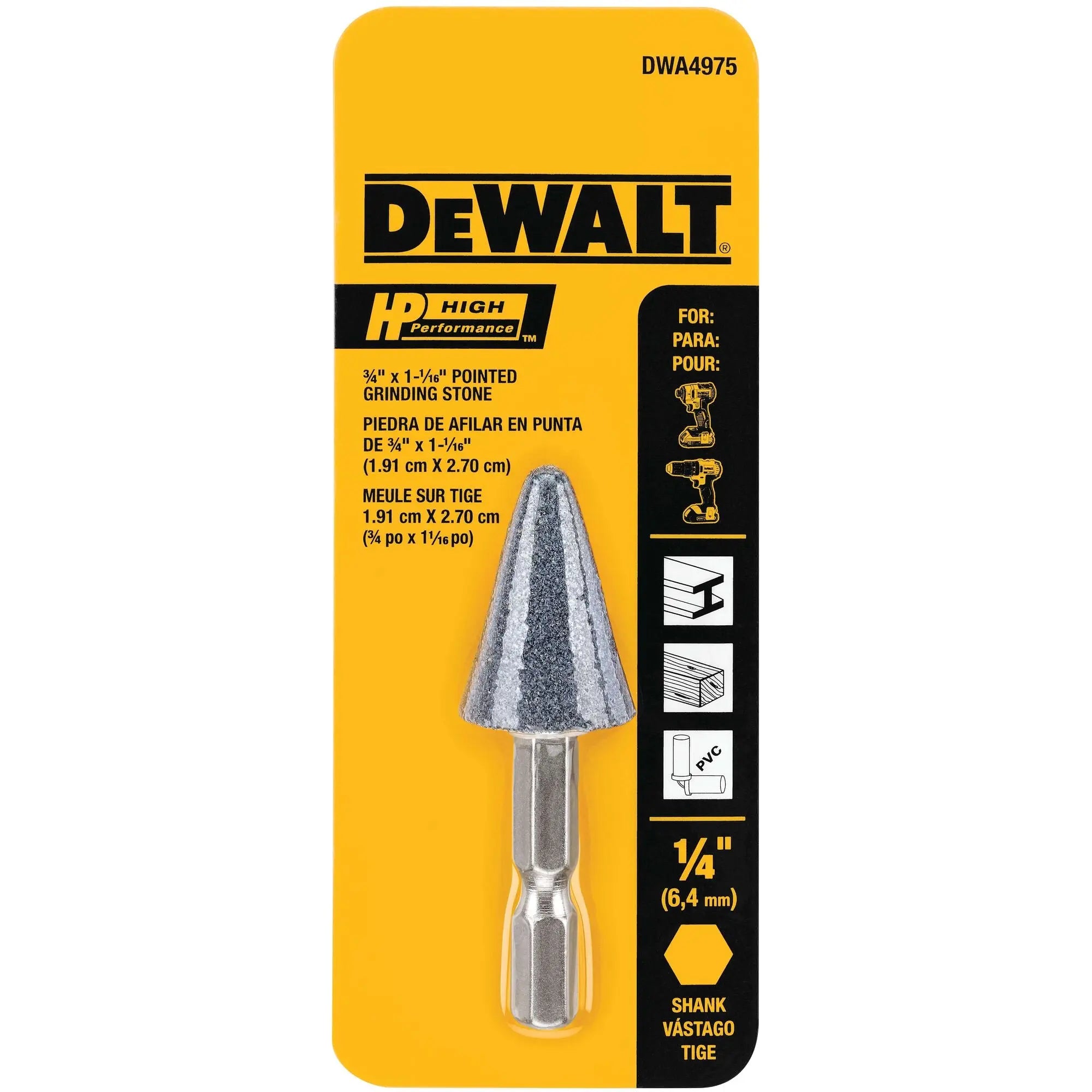 DEWALT DWA4975 – DEWALT Aluminum Oxide 3/4" X 1-1/16" Hp Grinding Pt DEWALT