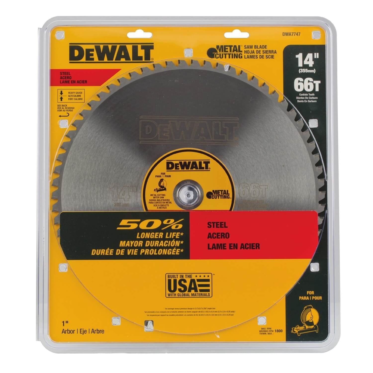 DEWALT DWA7747-14-Inch Metal Cutting Blade, Ferrous Metal Cutting, 66-Tooth DEWALT