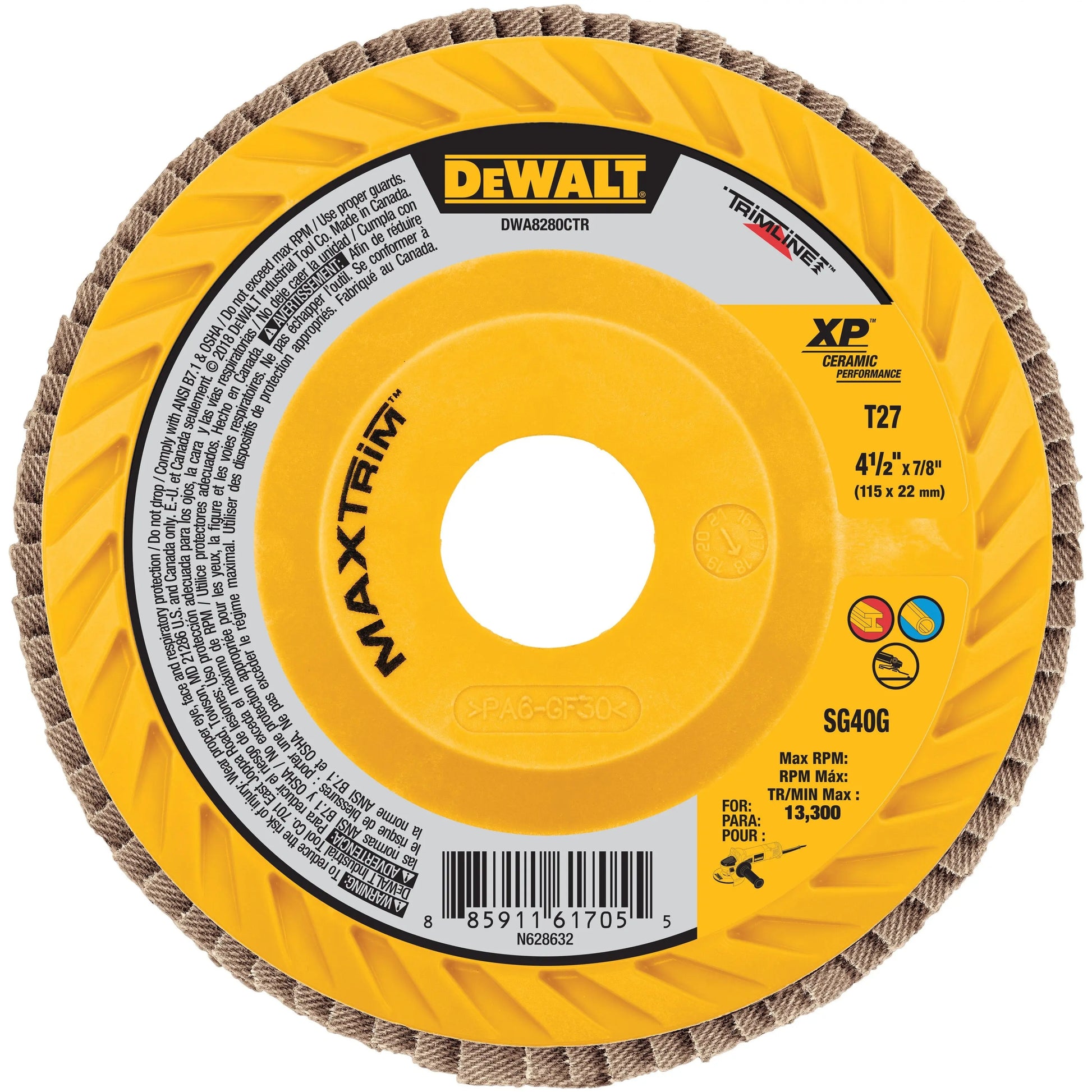 DEWALT DWA8280CTR - DEWALT Xp Ceramic Maxtrim Trimmable Flap Disc DEWALT