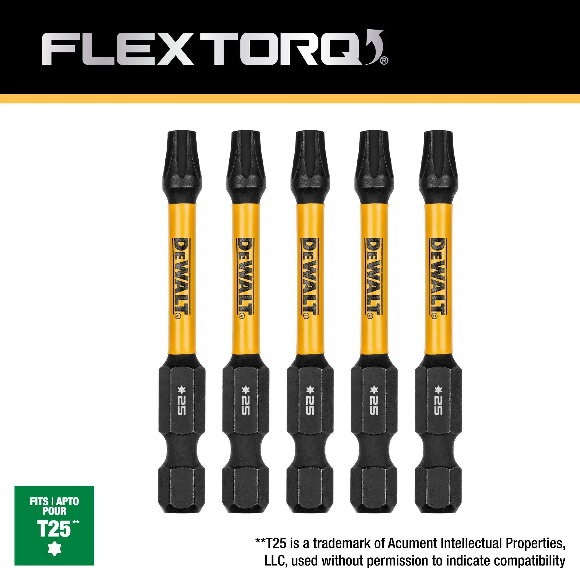DEWALT DWAF2TX25IR5 – DEWALT 2.25In Torx T25 Flextorq 5Pk DEWALT