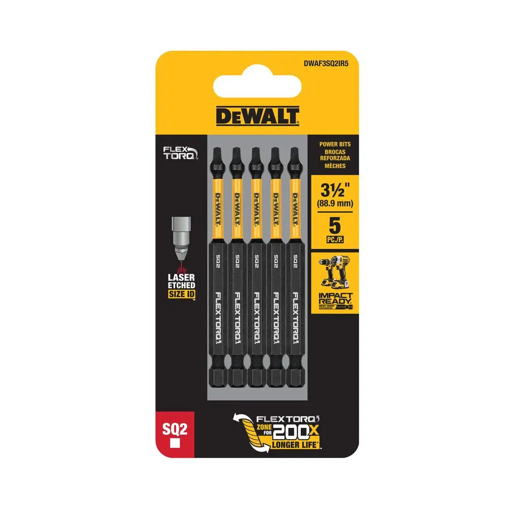 DEWALT DWAF3SQ2IR5 - DEWALT 3.5In Square #2 Flextorq 5Pk - Wise Line Tools