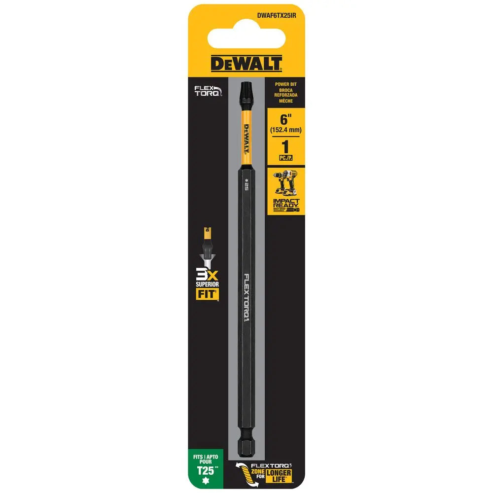 DEWALT DWAF6TX25IR - DEWALT 6In Torx T25 Flextorq 1Pk - Wise Line Tools