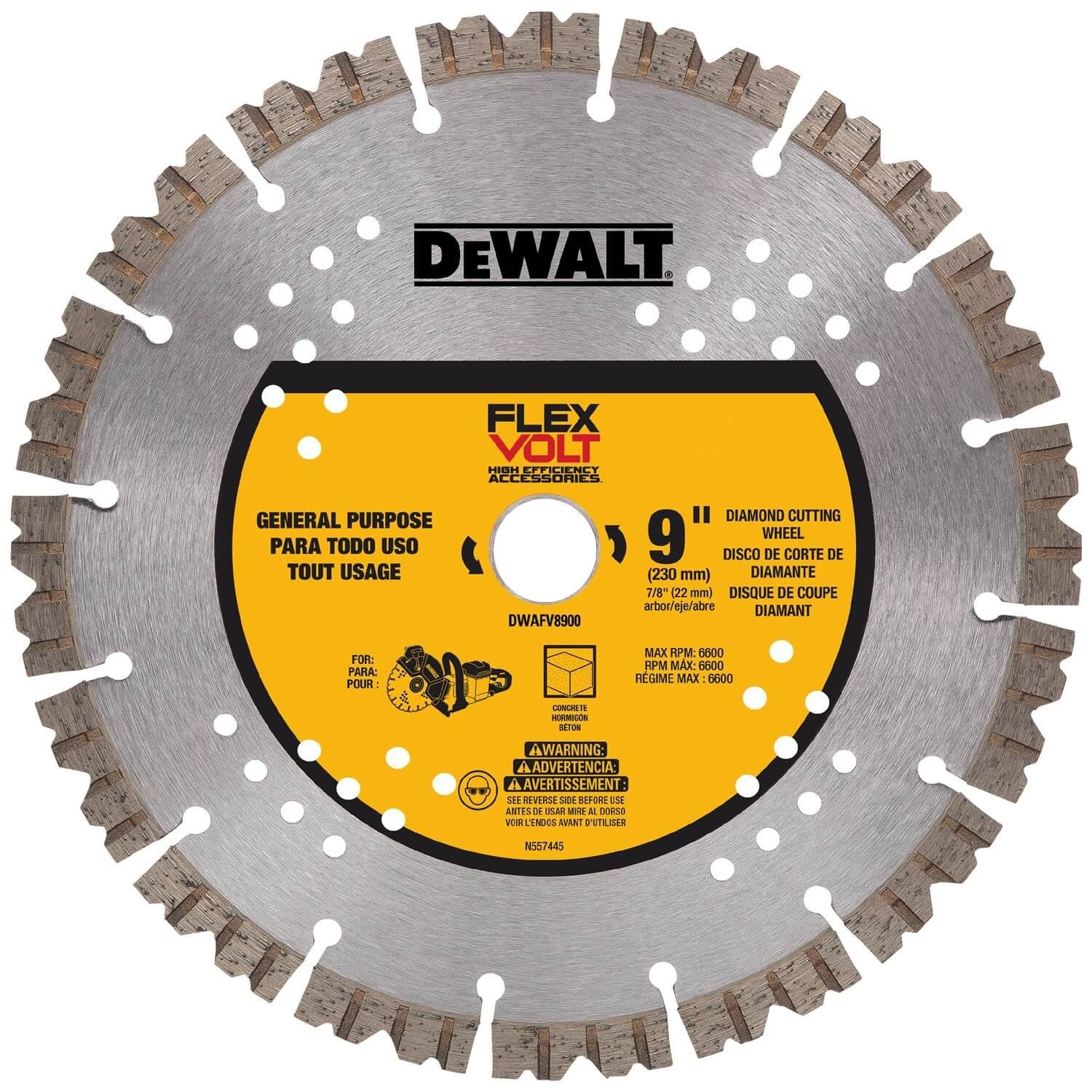 DEWALT DWAFV8900-FLEXVOLT 9 In Diamond Blade with 7/8 in Arbor (1 Pack) - Wise Line Tools