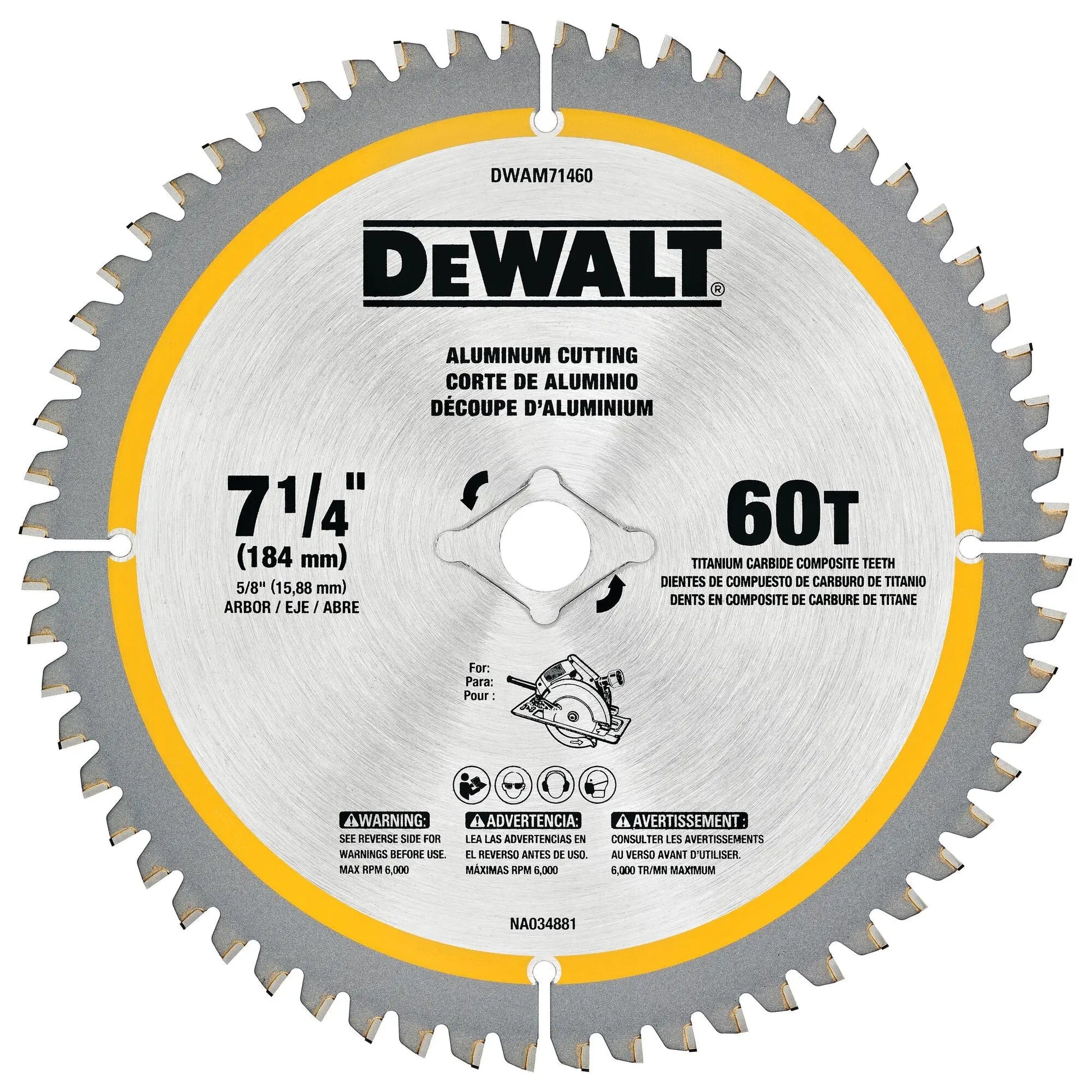 DEWALT DWAM71460 – DEWALT 7-1/4In 60T Aluminum Saw Blad DEWALT