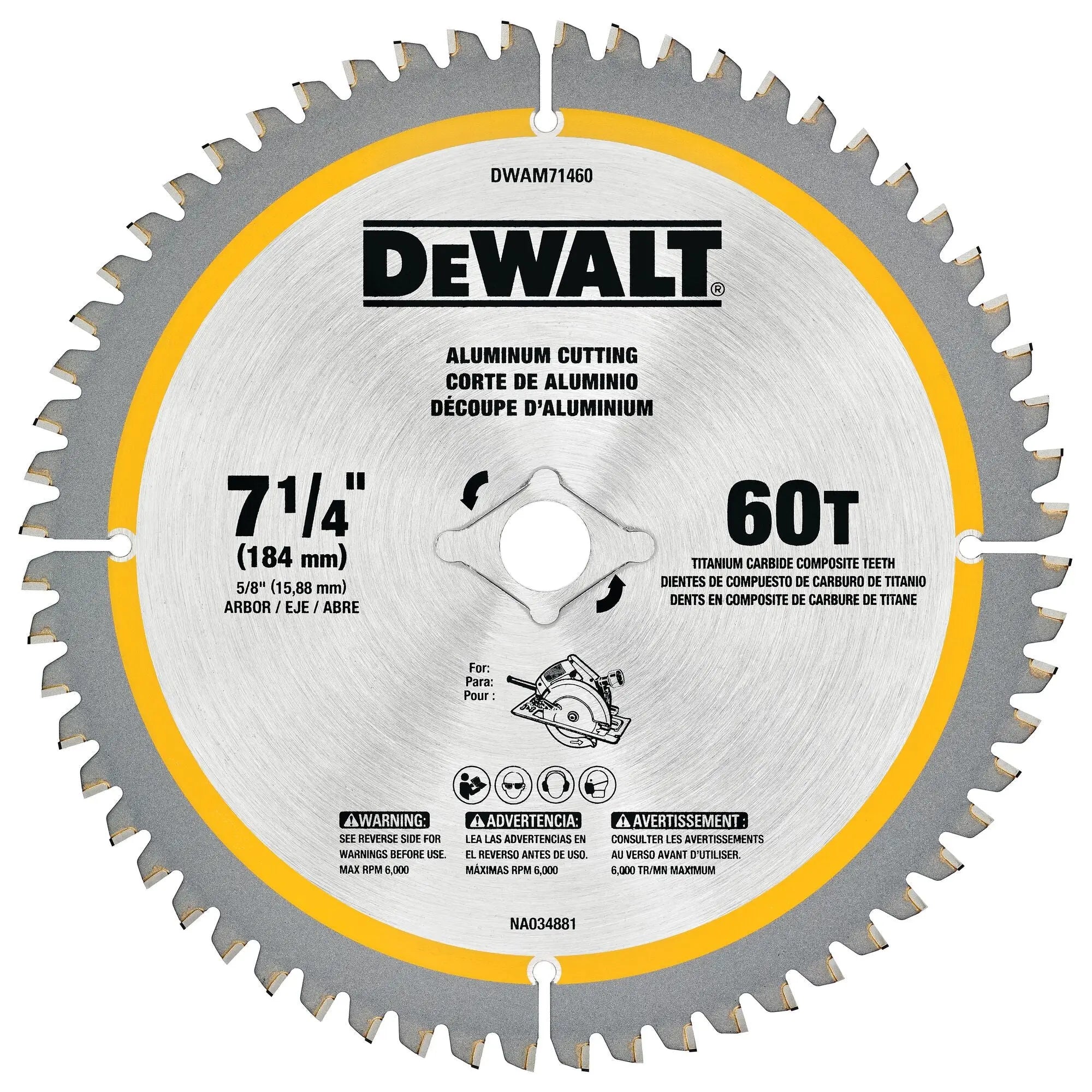 DEWALT DWAM71460 – DEWALT 7-1/4In 60T Aluminum Saw Blad DEWALT