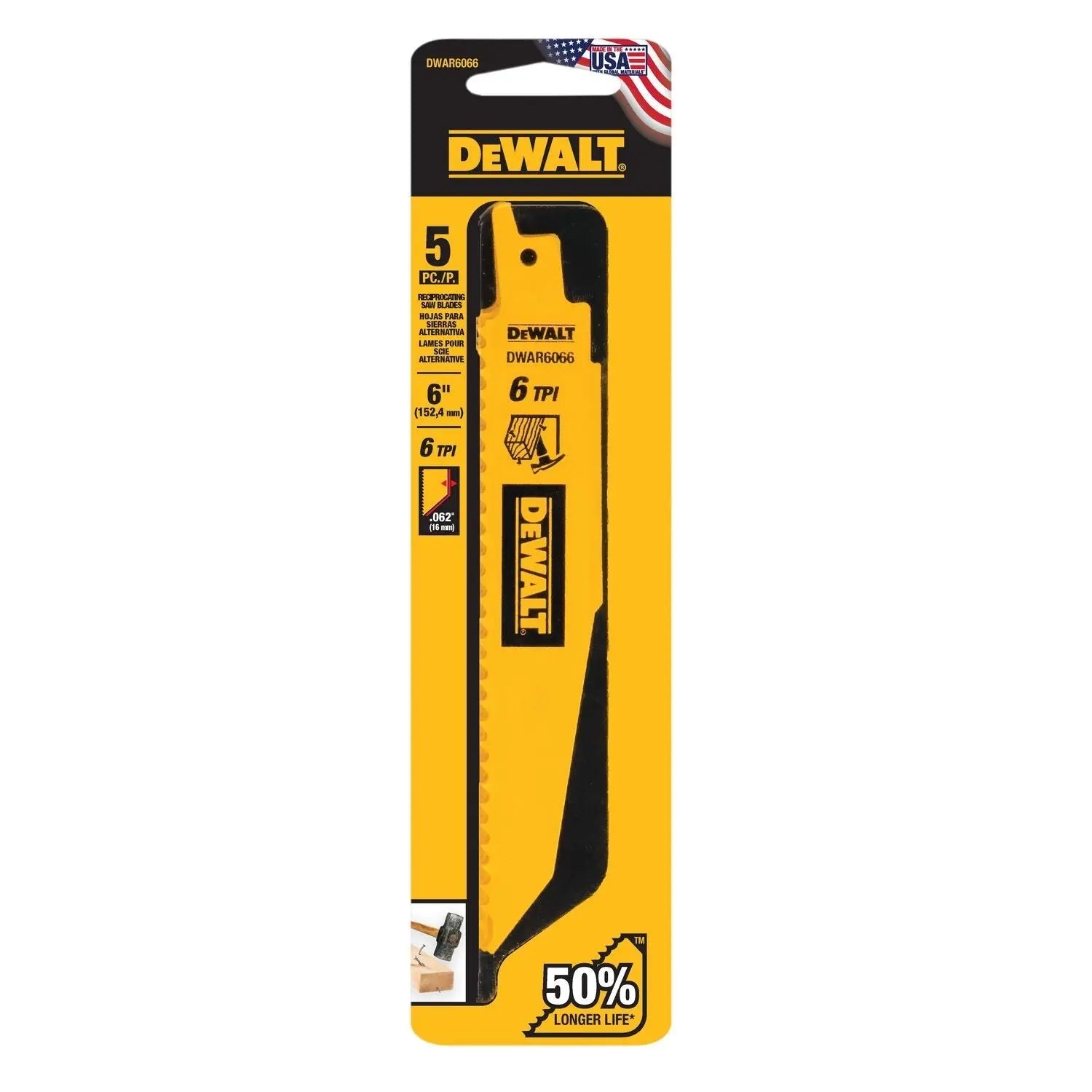 DEWALT DWAR6066-6In 6Tpi 6066 - 5Pk - Wise Line Tools