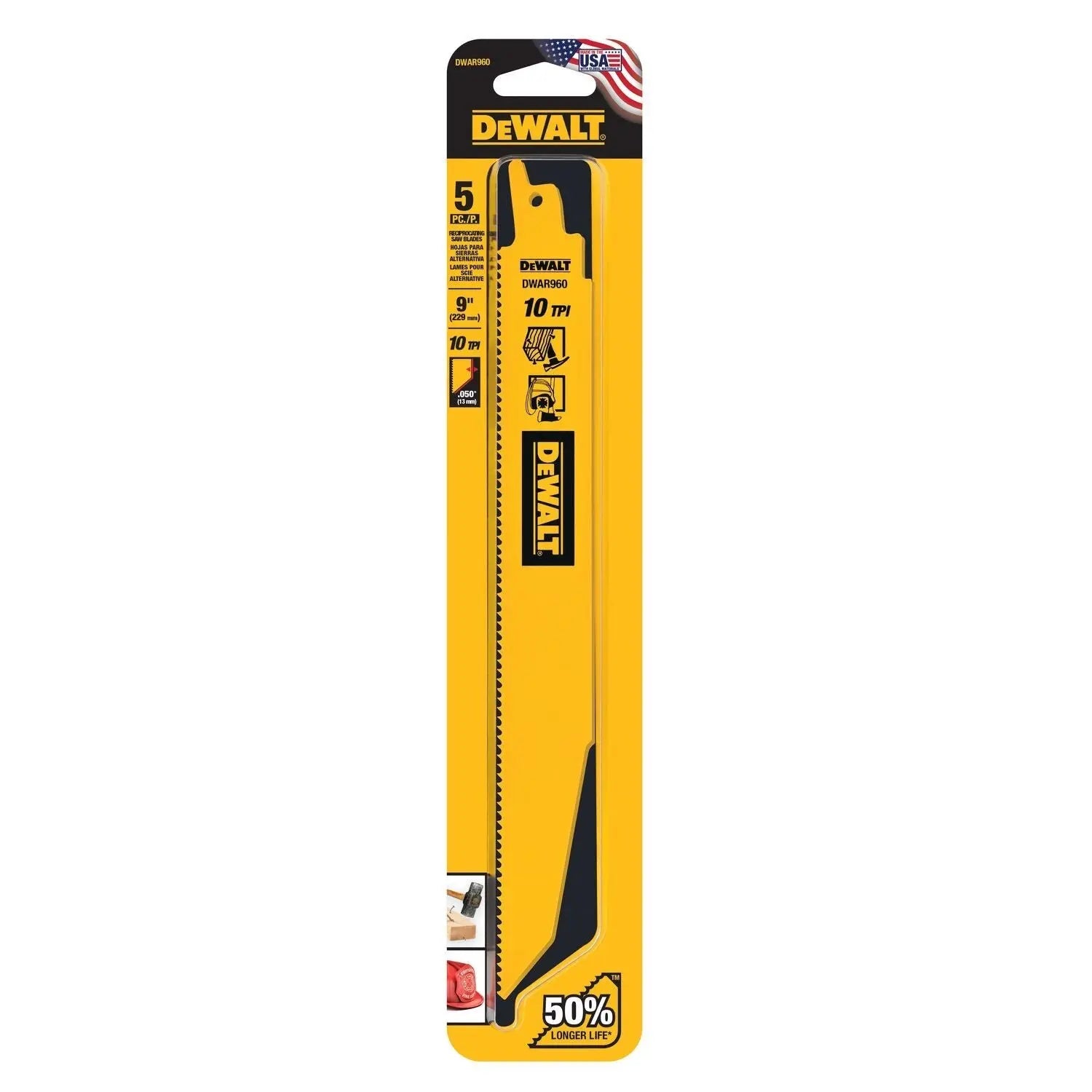 DEWALT DWAR960-9In 10Tpi Demo Recip Bld-5Pk - Wise Line Tools