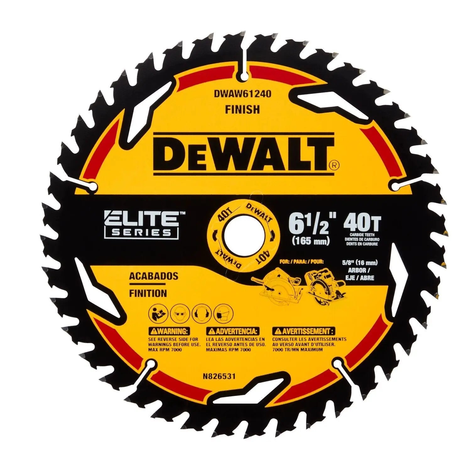 DEWALT DWAW61240-6 1/2In 40T Elite Series Blister - Wise Line Tools