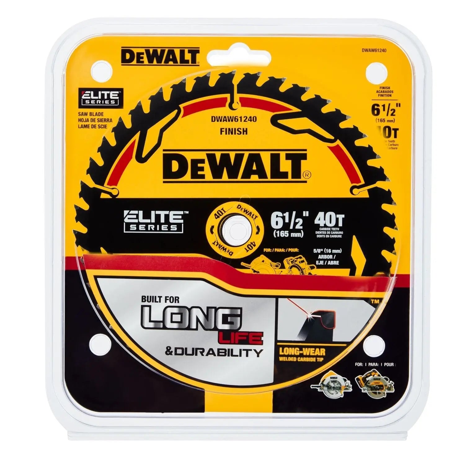 DEWALT DWAW61240-6 1/2In 40T Elite Series Blister - Wise Line Tools