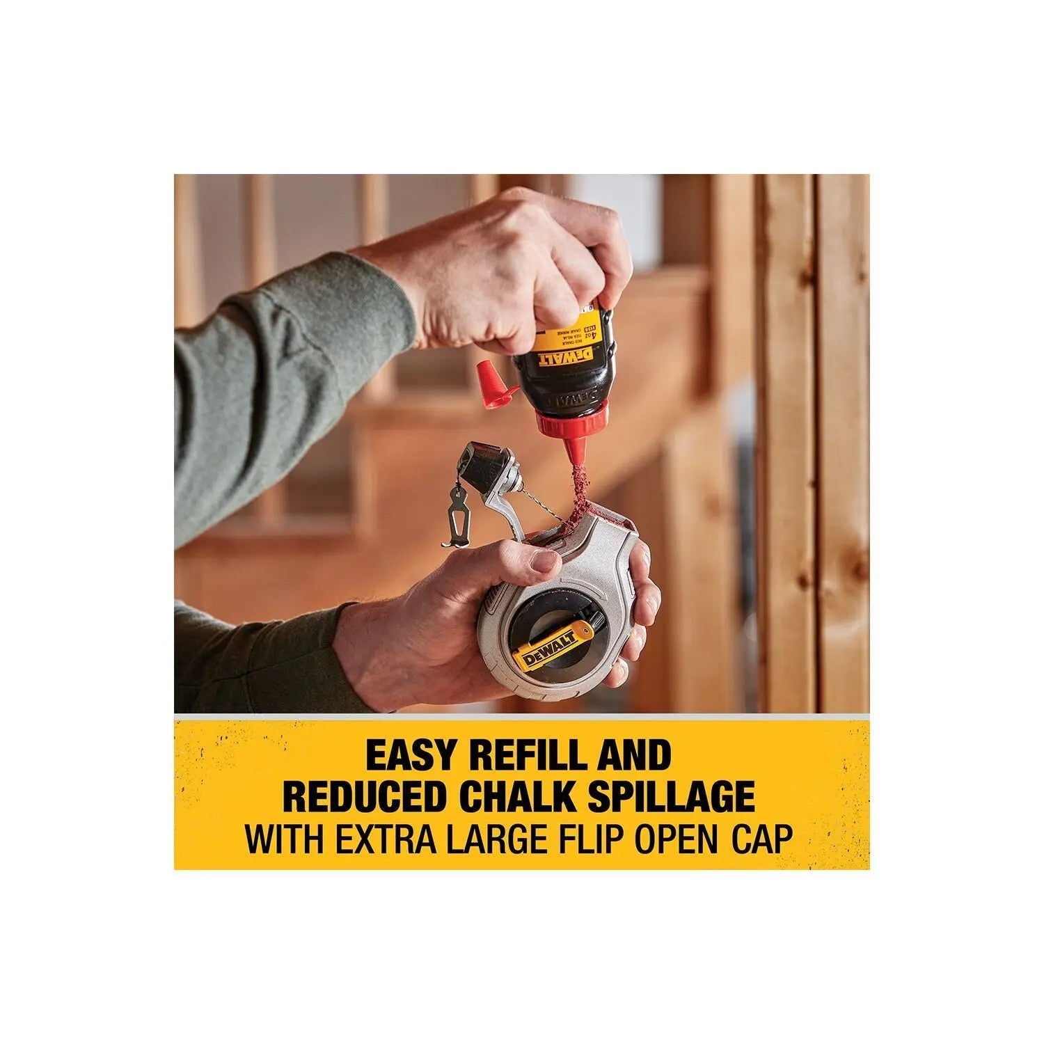 DEWALT DWHT47408-6:1 Chalk Reel 100 Ft W/Red - Wise Line Tools