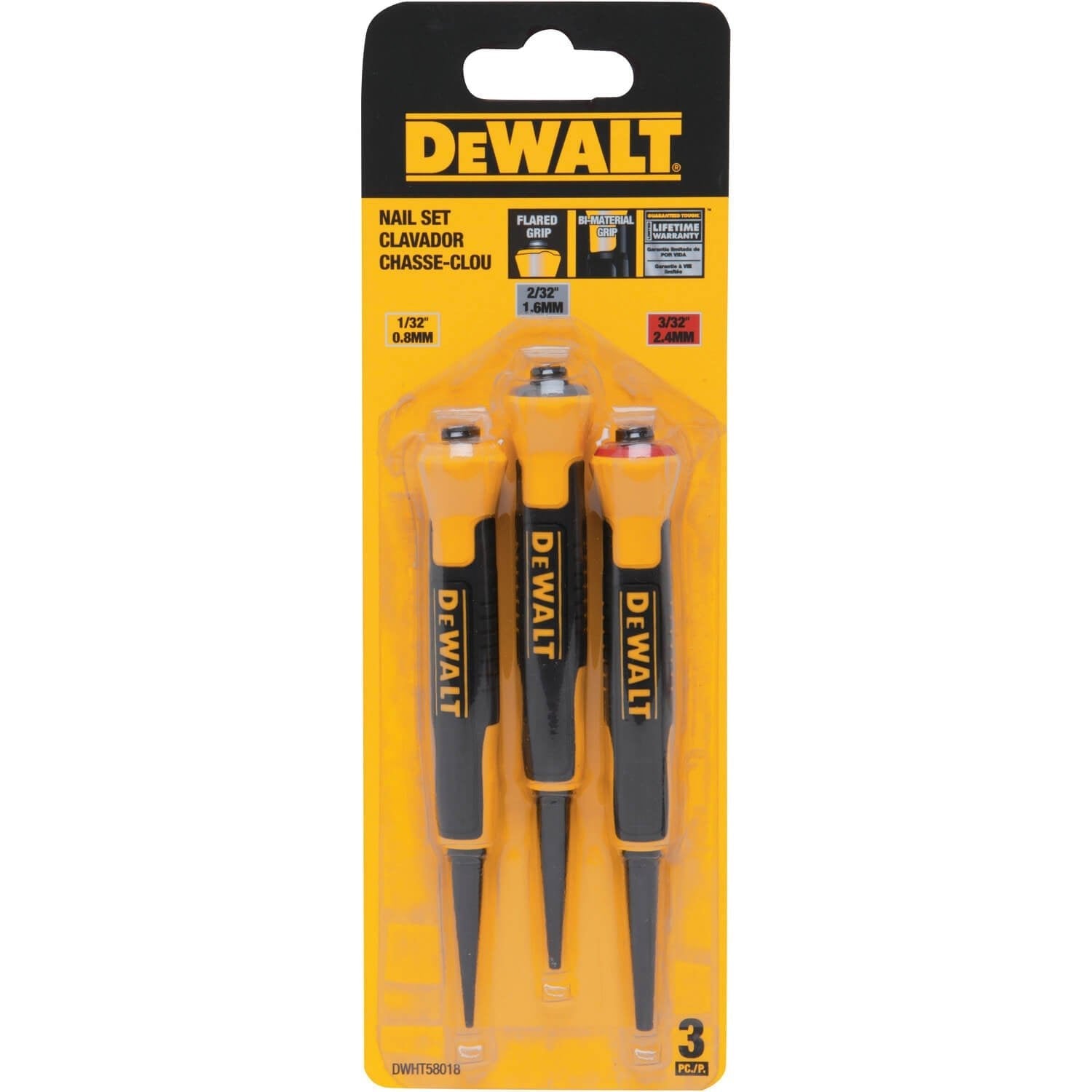DEWALT DWHT58018-1/32", 2/32", 3/32" Bi-Material Nail Sets - Wise Line Tools