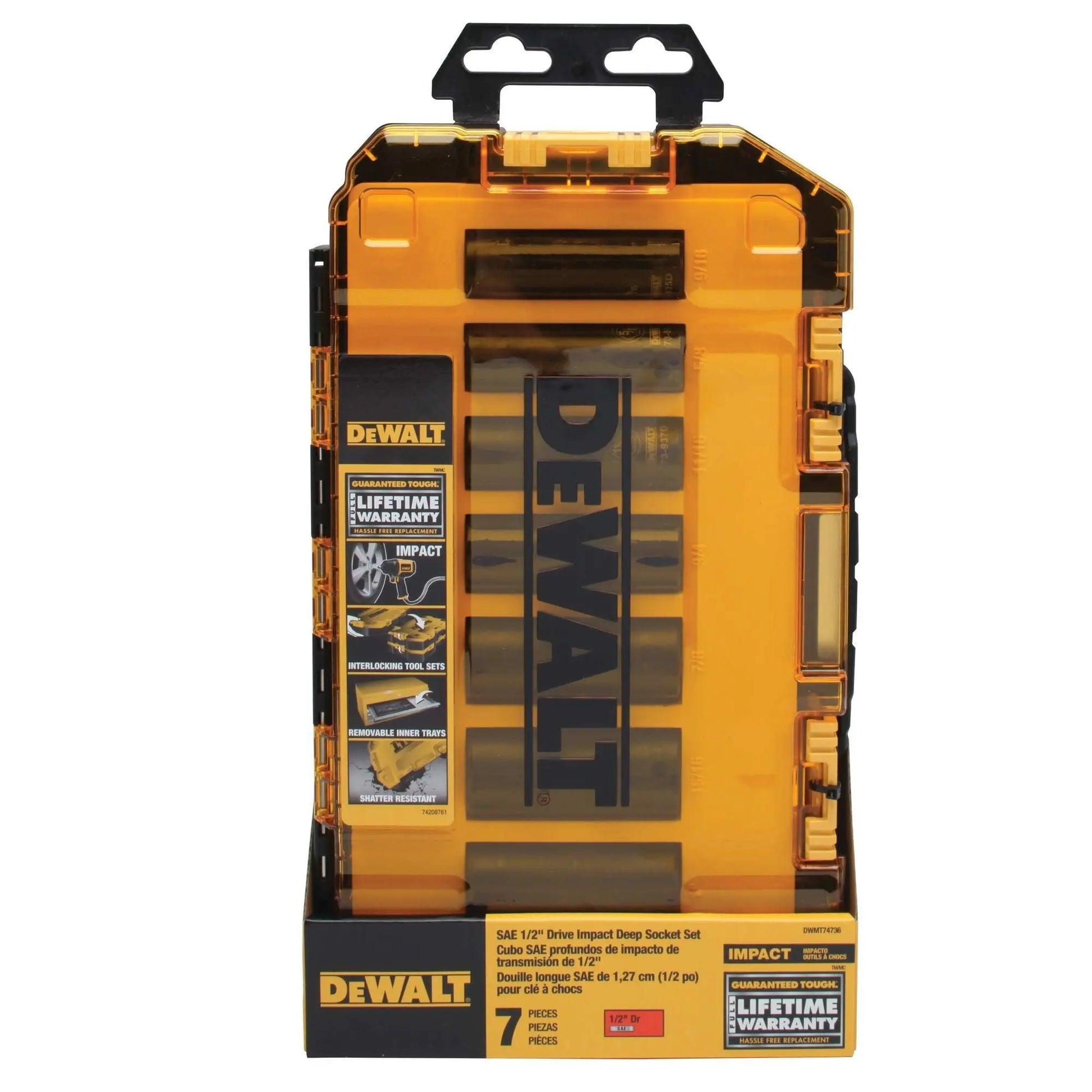 DEWALT DWMT74736-Deep Impact Socket Set, 7-Piece, 1/2" Drive SAE DEWALT