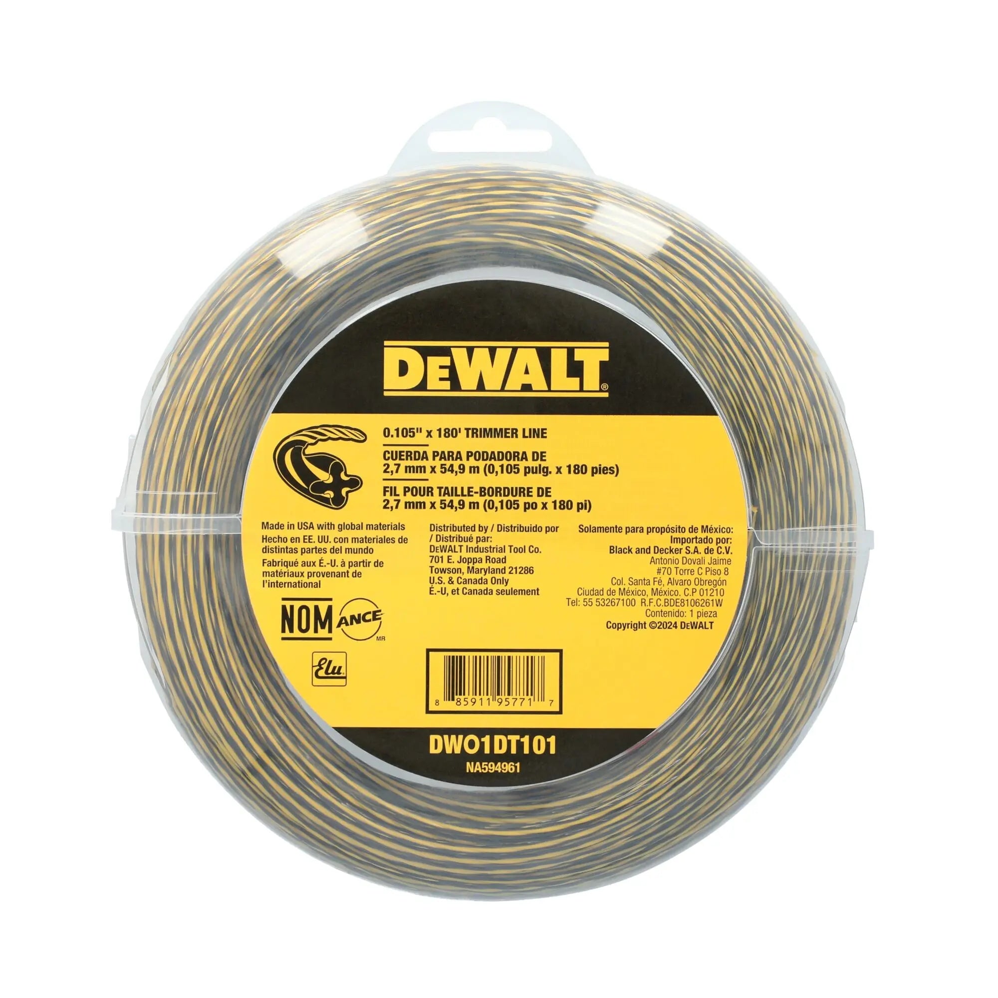DEWALT DWO1DT101 – DEWALT 0.105 in. X 180 ft. Trimmer Line - Wise Line ...