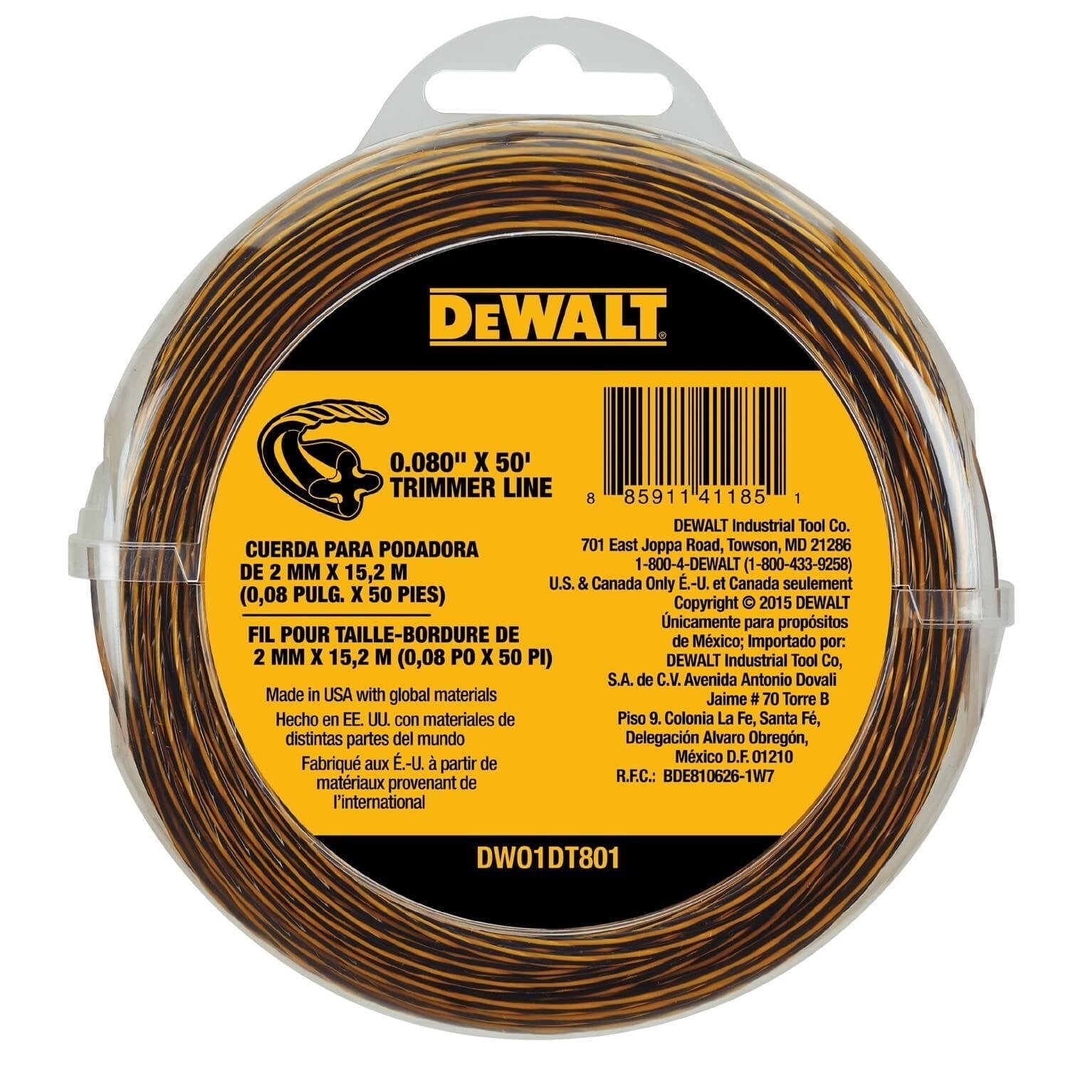 DEWALT DWO1DT801-String Trimmer Line, 50-Feet By 0.080-Inch - Wise Line Tools