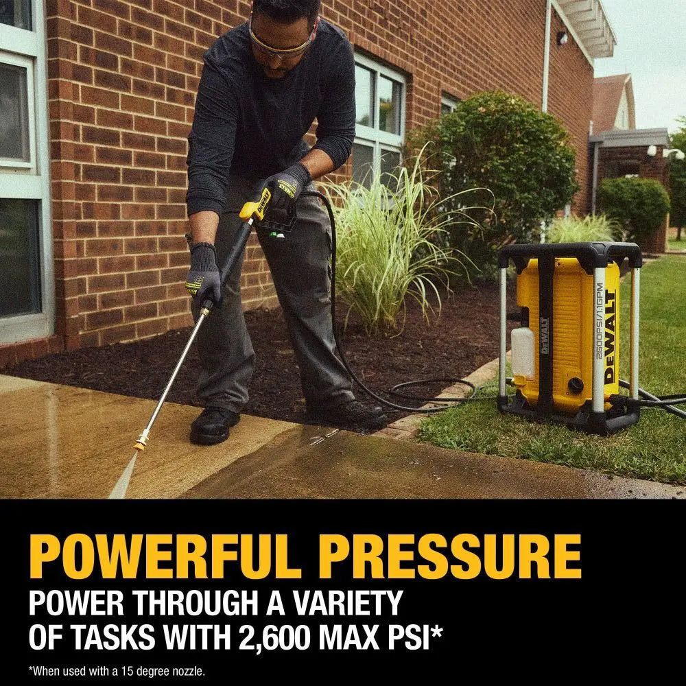 DWPW2600 - DEWALT 2600 PSI 1.1 GPM Electric Cold Water Pressure Washer with 4 Spray Nozzles - Wise Line Tools