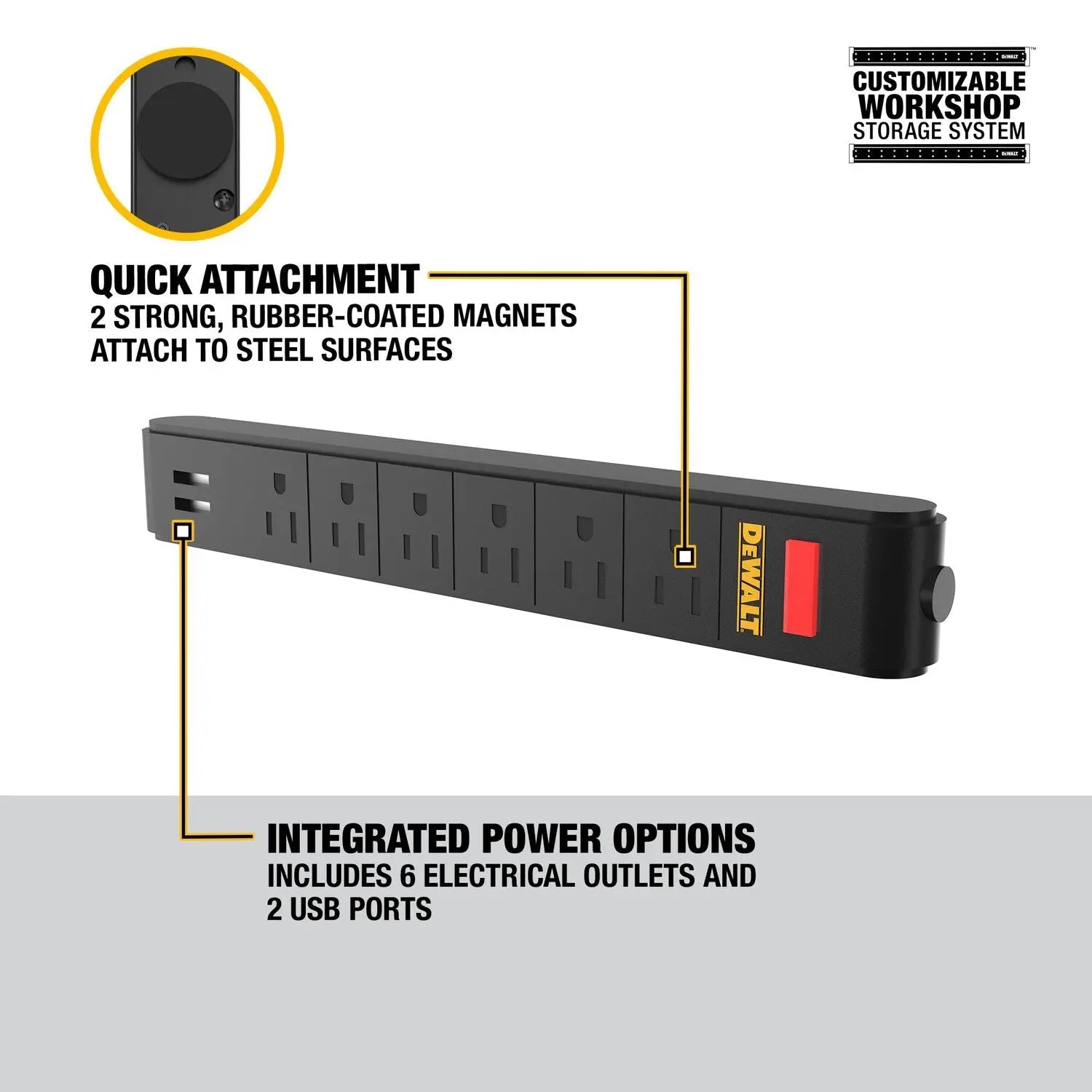 DEWALT DWST82693-Magnetic Power Strip - Wise Line Tools