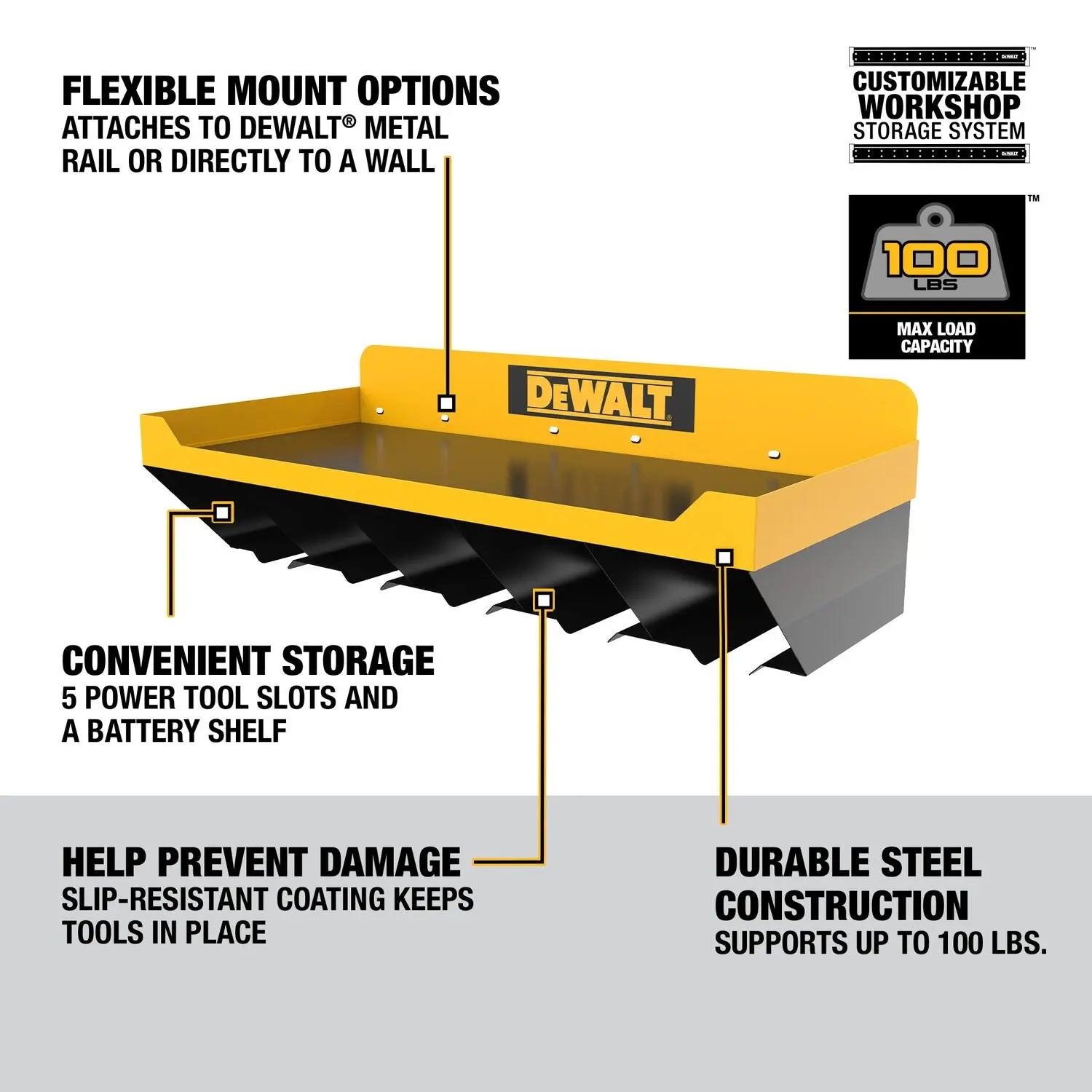 DEWALT DWST82822-Power Tool Storage Shelf - Wise Line Tools