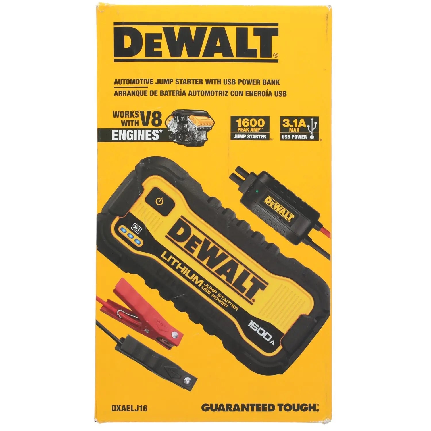 DEWALT DXAELJ16-CA -  1600 Peak Amp Lithium Jump Starter with USB Power Bank - Wise Line Tools