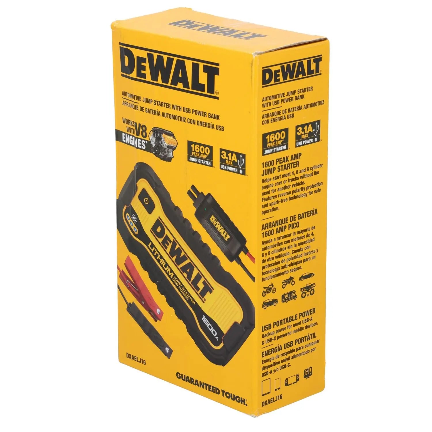 DEWALT DXAELJ16-CA -  1600 Peak Amp Lithium Jump Starter with USB Power Bank - Wise Line Tools