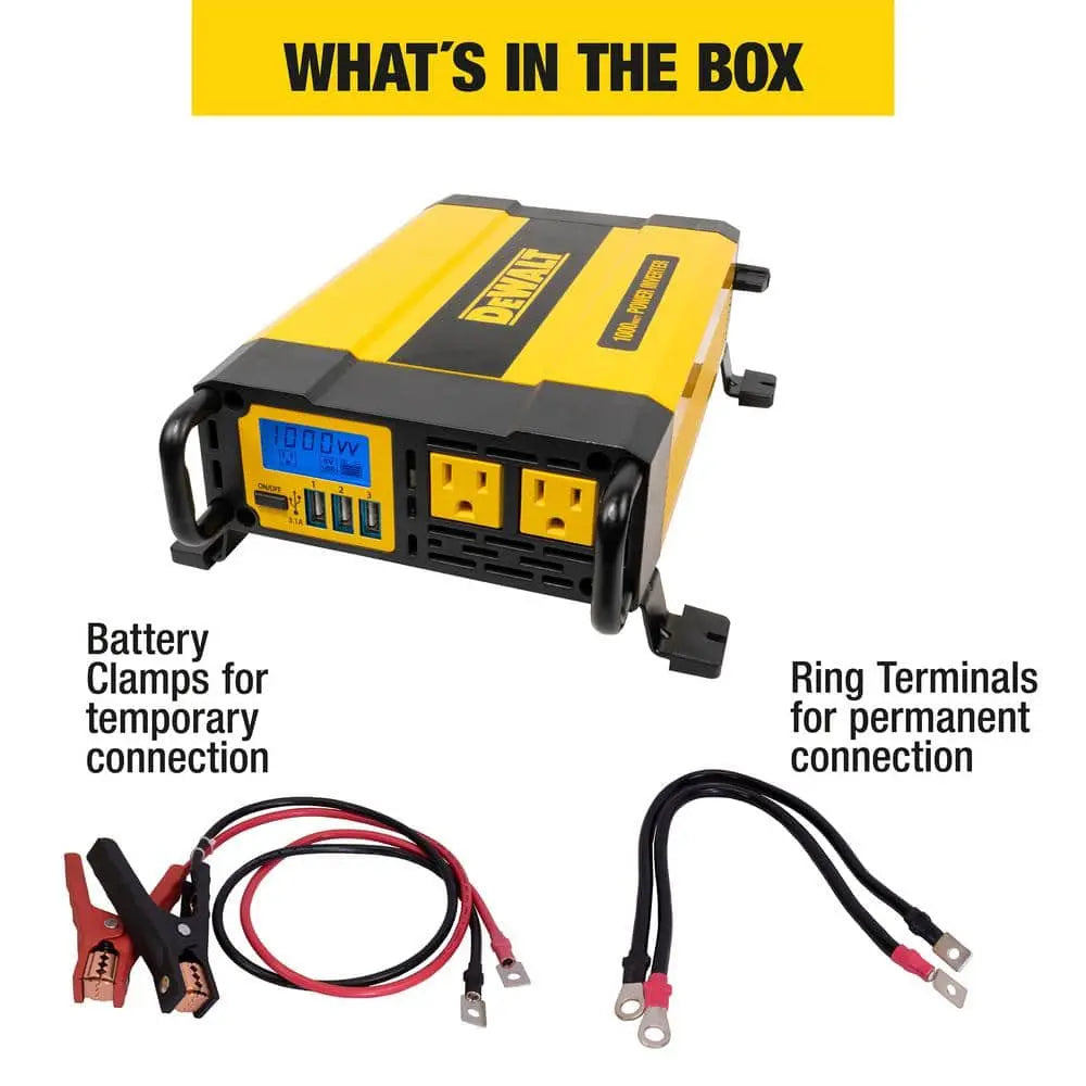 DEWALT DXAEPI1000-CA -  1000-Watt Portable Car Power Inverter with Triple USB Ports DEWALT