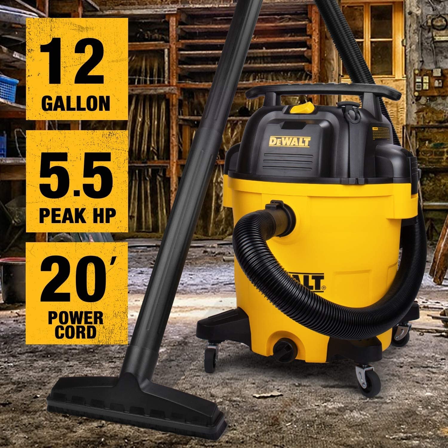 DEWALT DXV12P - 12 gallon Poly Wet/Dry Vac - Wise Line Tools