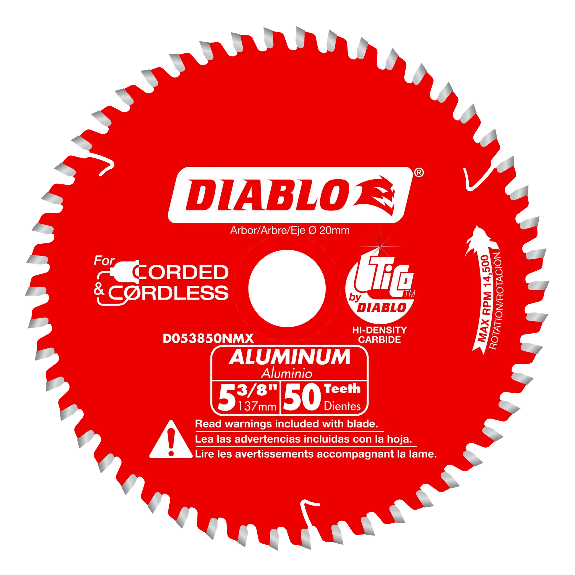 DIABLO D053850NMX  -  5-3/8" x 50-Teeth Saw Blade for Aluminum DIABLO