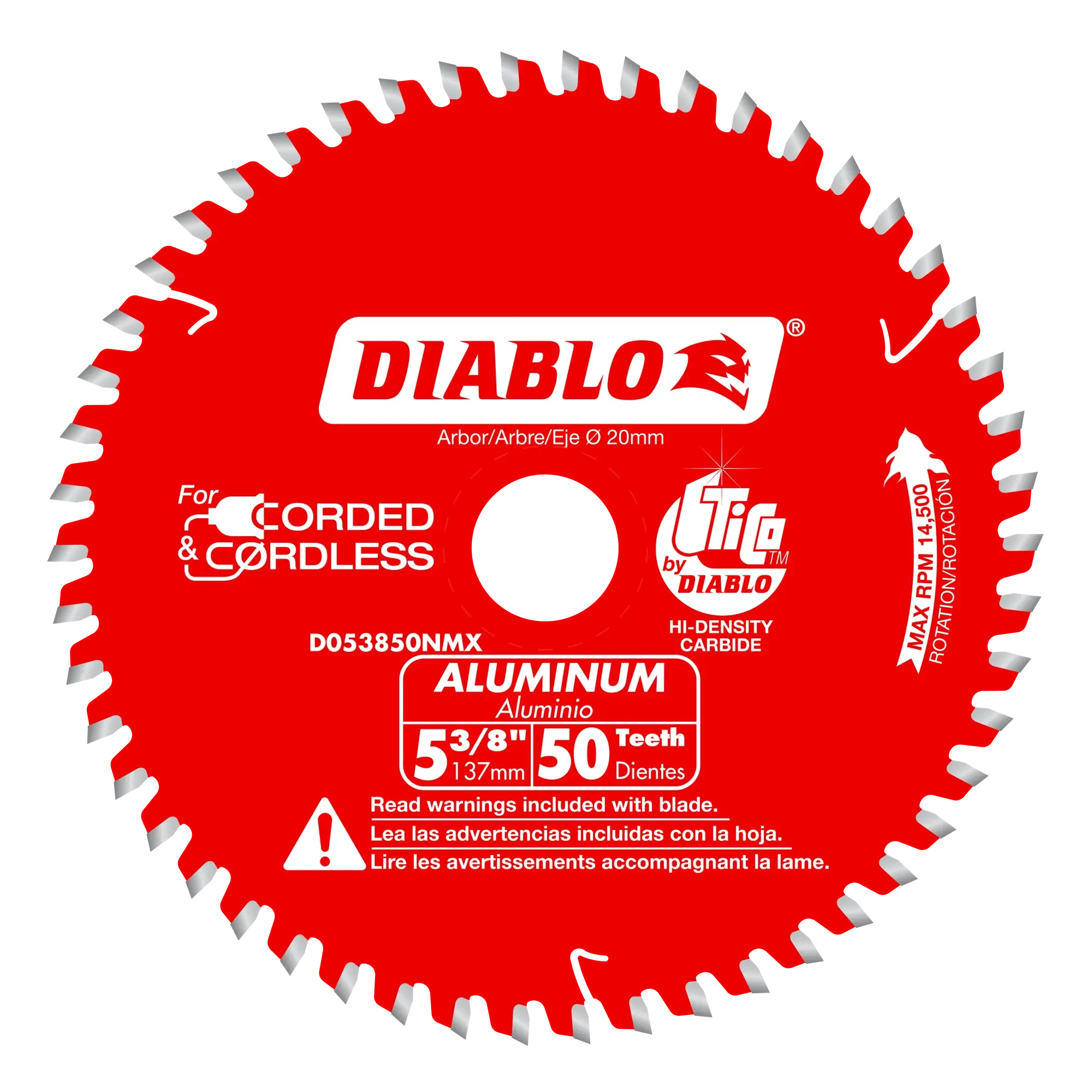 DIABLO D053850NMX  -  5-3/8" x 50-Teeth Saw Blade for Aluminum DIABLO