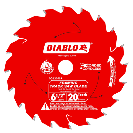 DIABLO D0620TSR  -  6-1/2" 20-Teeth Track Saw Blade for Framing