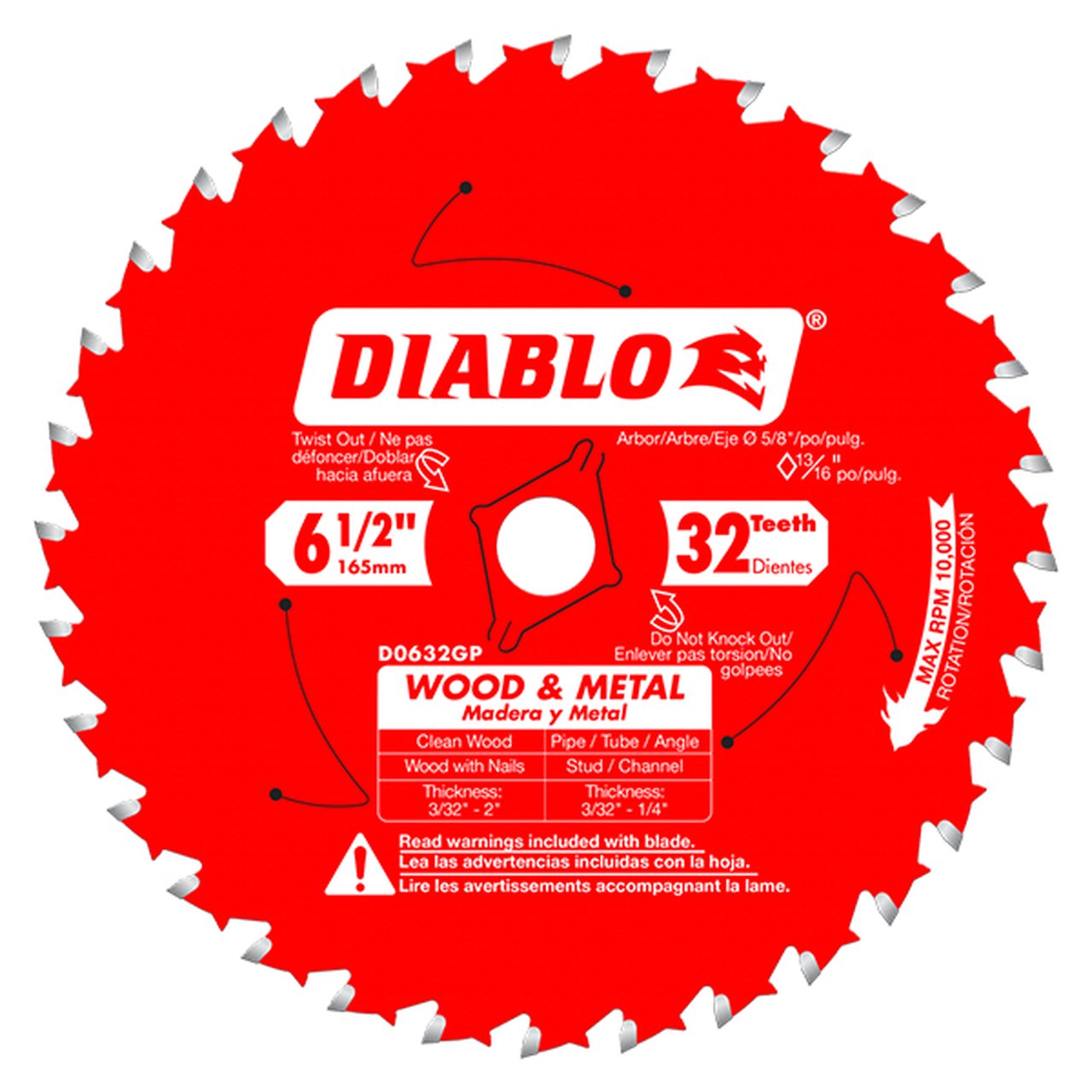 FREUD D0632GP  -  6-1/2 in. x 32 Tooth Wood & Metal Carbide Saw Blade (general purpose blade) - Wise Line Tools