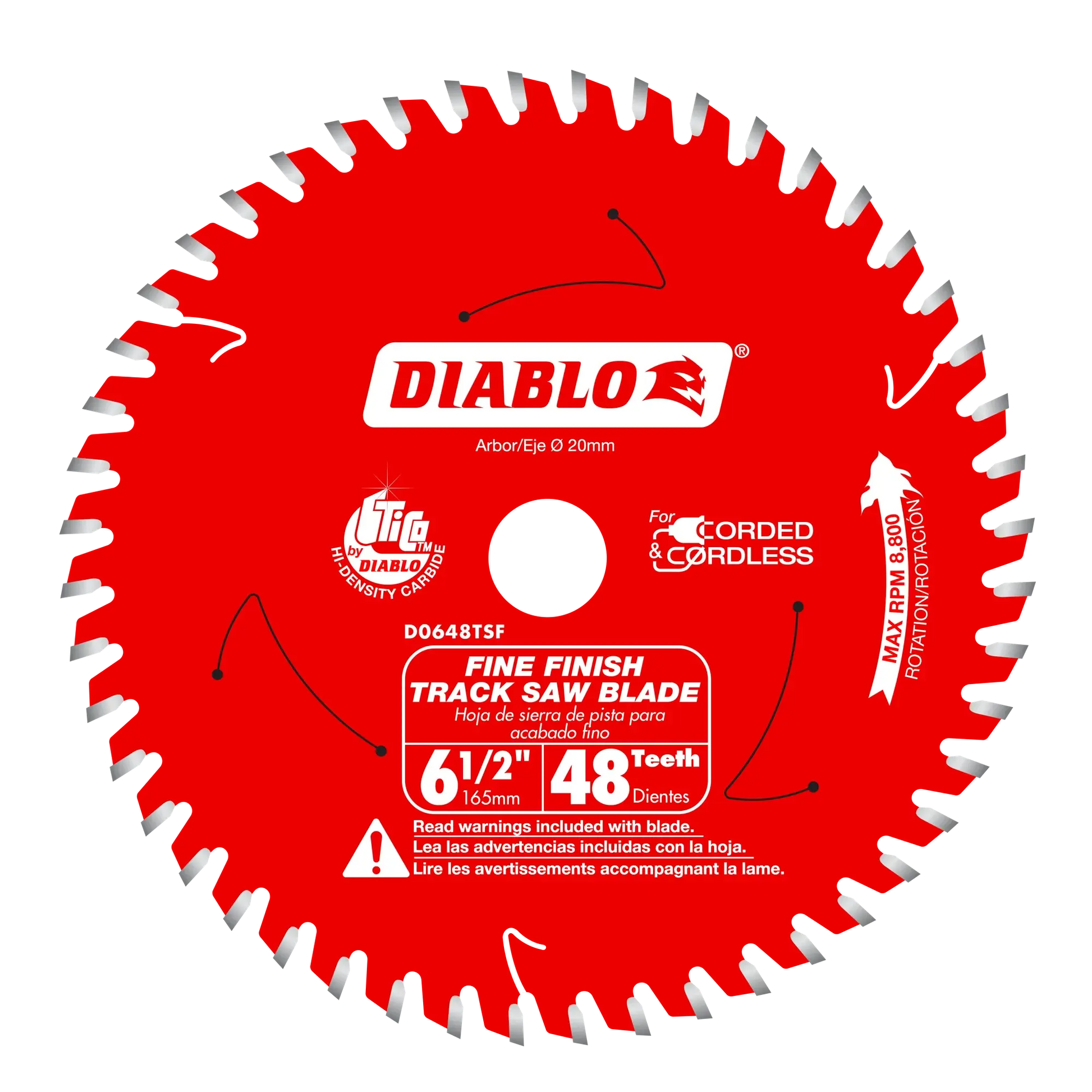DIABLO D0648TSF  -  6-1/2" x 48-Teeth Track Saw Blade for Fine Finish and Plywood DIABLO
