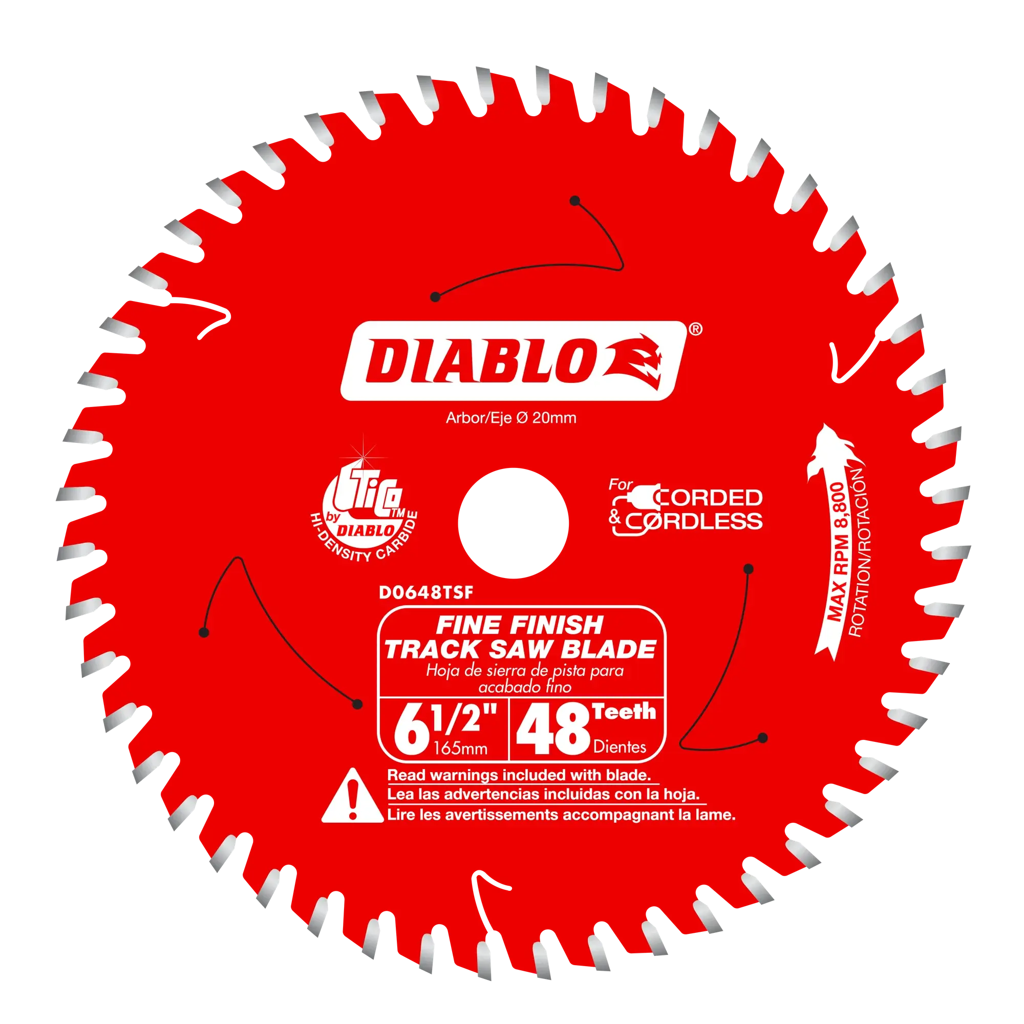 DIABLO D0648TSF  -  6-1/2" x 48-Teeth Track Saw Blade for Fine Finish and Plywood DIABLO