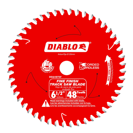 DIABLO D0648TSF  -  6-1/2" x 48-Teeth Track Saw Blade for Fine Finish and Plywood