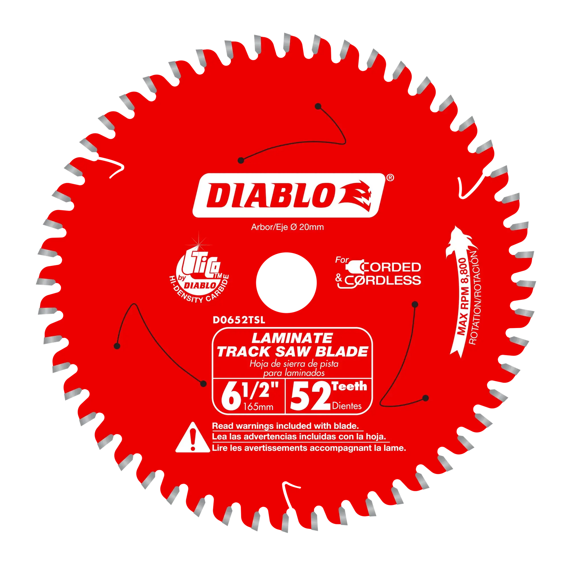 DIABLO D0652TSL  -  6-1/2" 52-Teeth Track Saw Blade for Laminate DIABLO