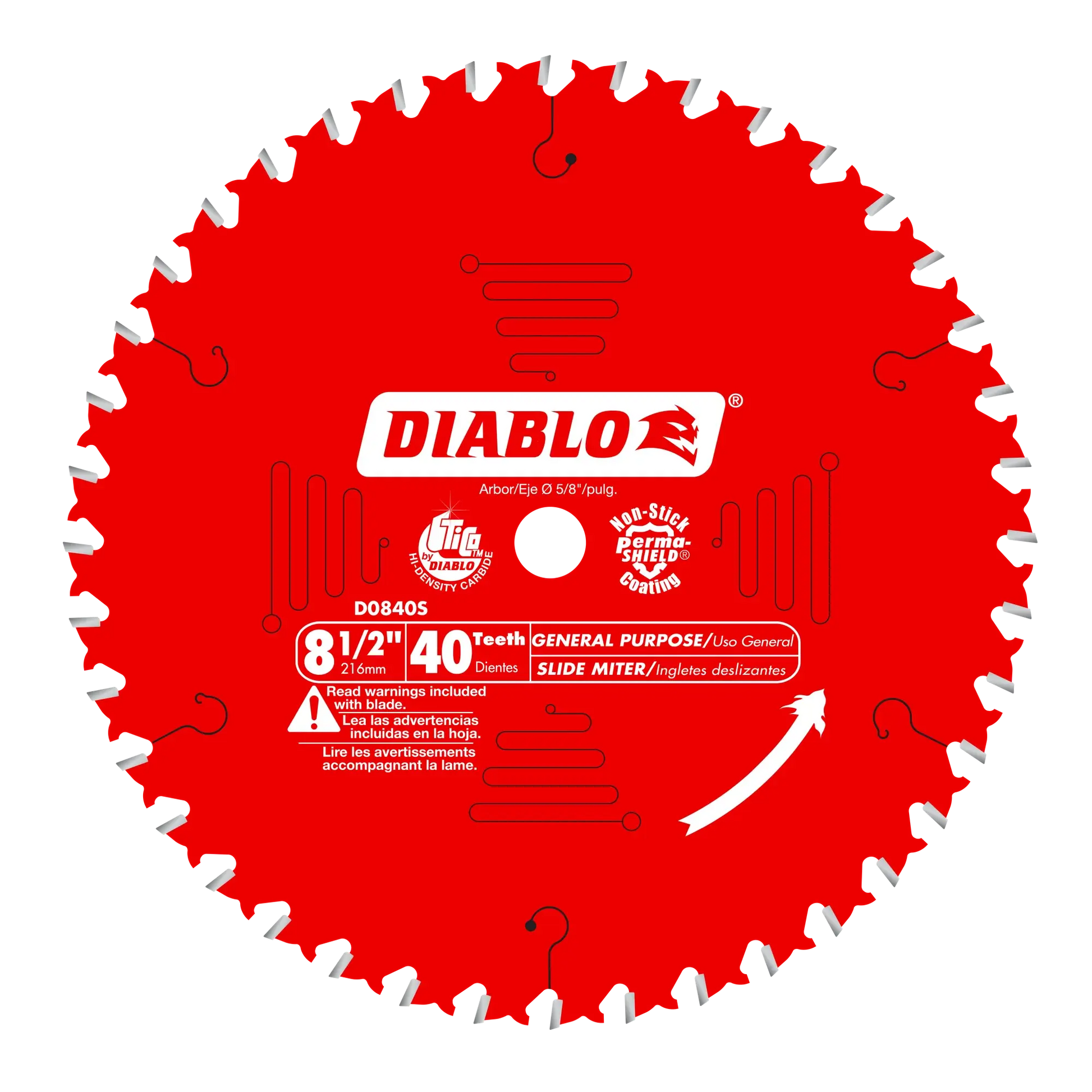 DIABLO D0840S  -  8-1/2" x 40-Teeth General Purpose Saw Blade for Wood DIABLO