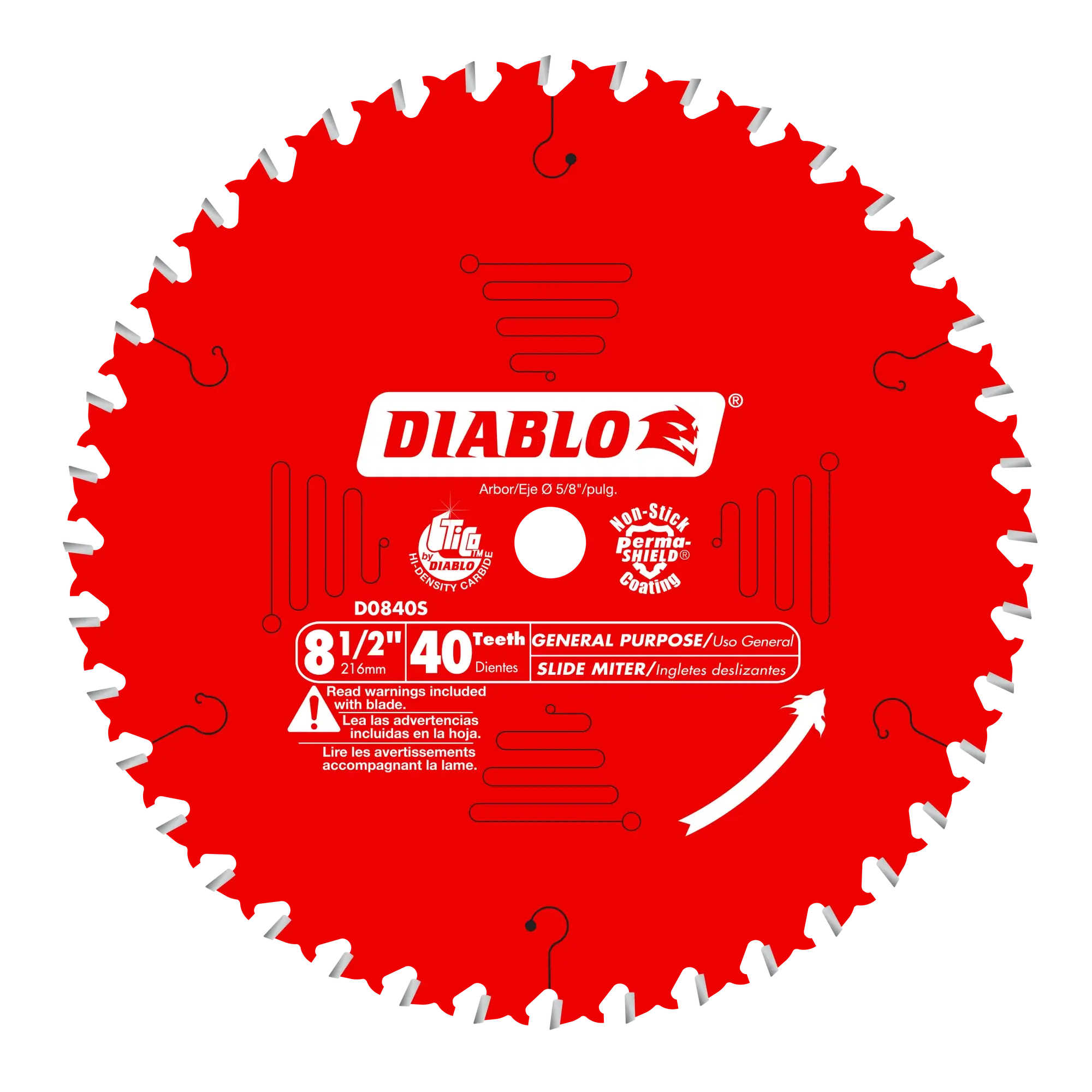 DIABLO D0840S  -  8-1/2" x 40-Teeth General Purpose Saw Blade for Wood DIABLO