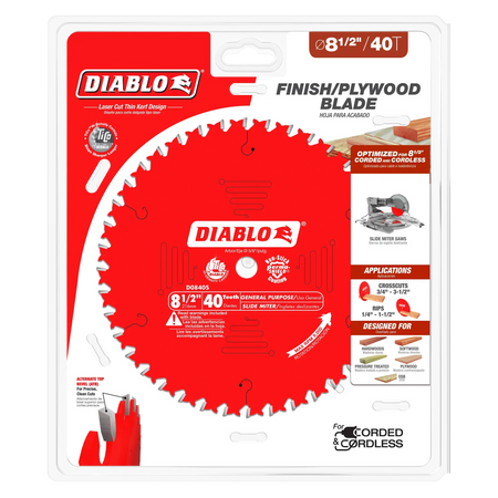 DIABLO D0840S  -  8-1/2" x 40-Teeth General Purpose Saw Blade for Wood DIABLO