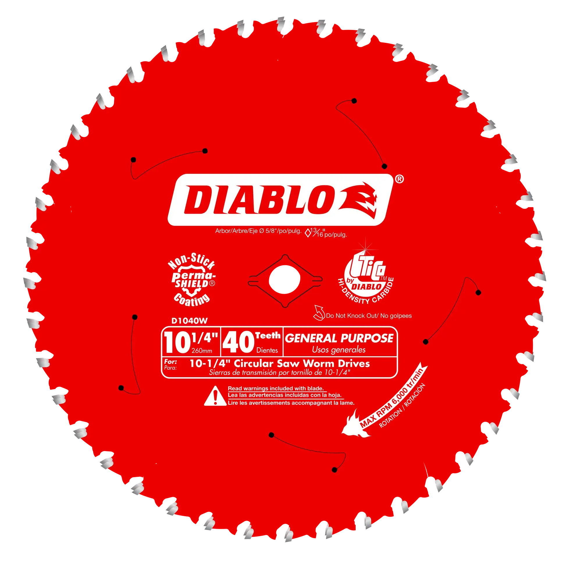 DIABLO D1040W  -  10-1/4" x 40-Teeth General Purpose Beam Saw Blade for Wood DIABLO