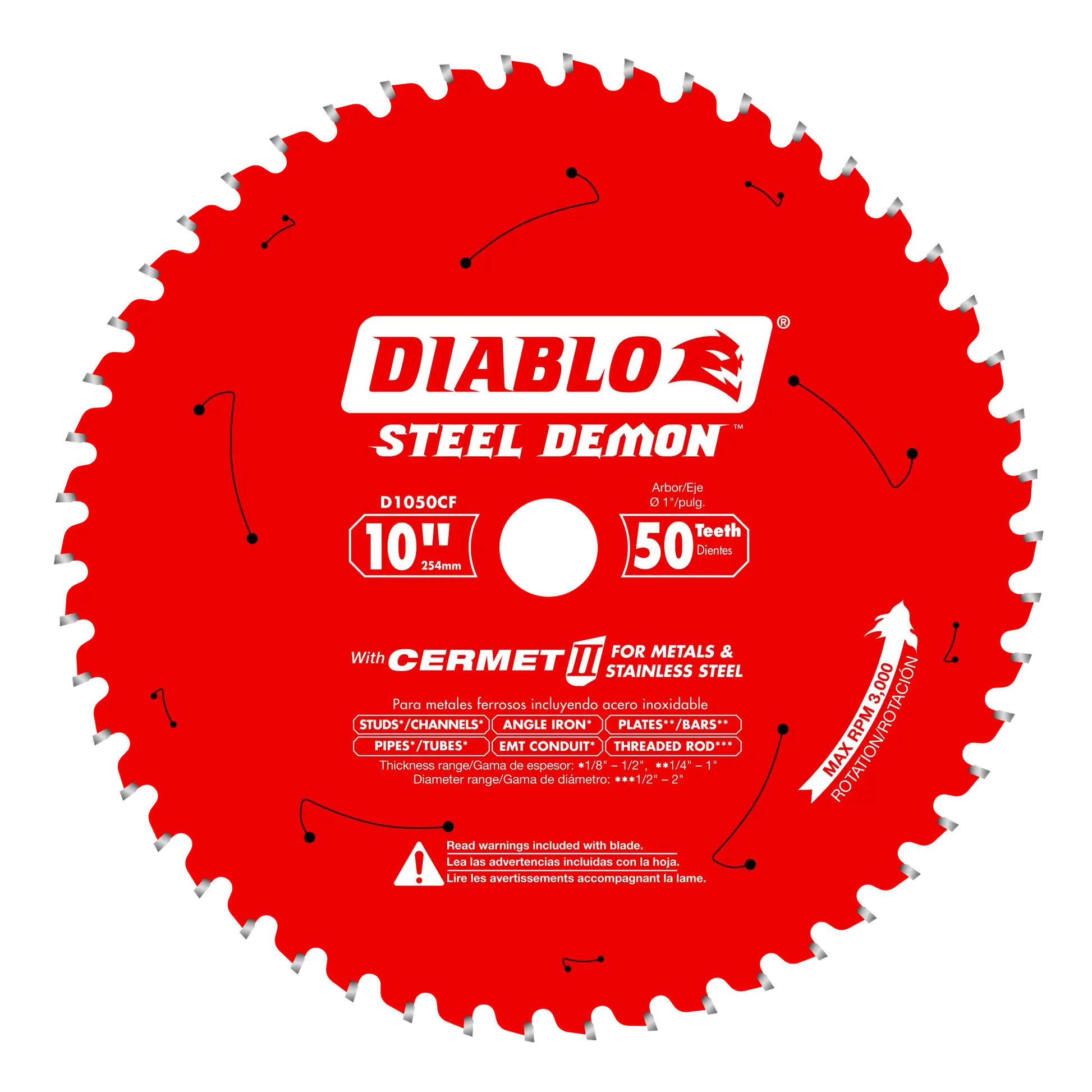 DIABLO D1050CF  -  10" x 50-Teeth Steel Demon™ Cermet II Saw Blade for Medium Metal DIABLO
