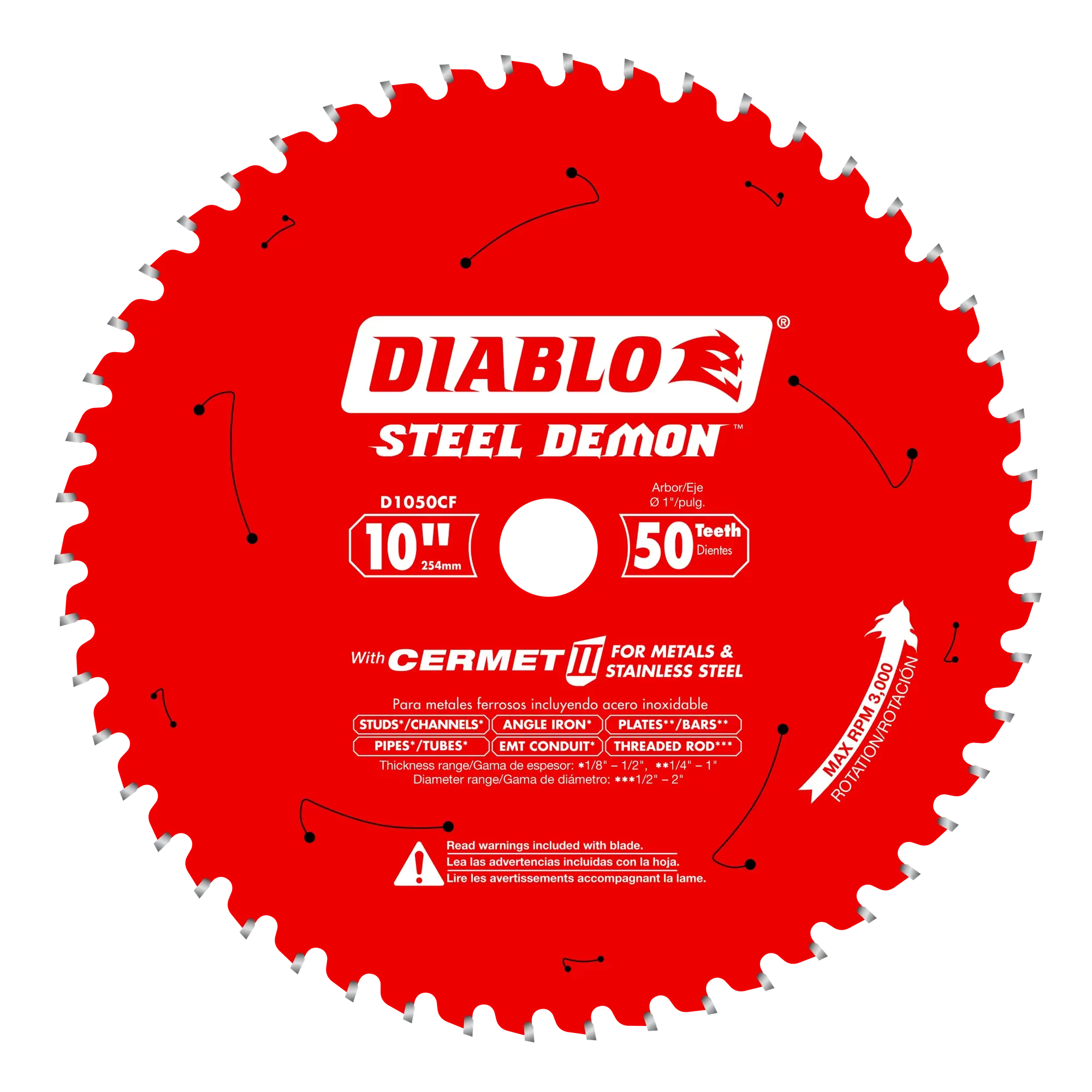 DIABLO D1050CF  -  10" x 50-Teeth Steel Demon™ Cermet II Saw Blade for Medium Metal DIABLO
