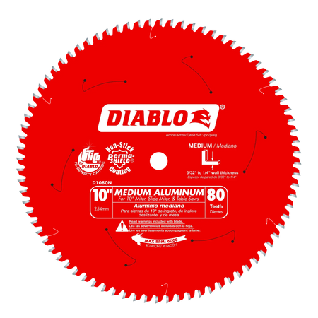 DIABLO D1080N  -  10" x 80-Teeth Saw Blade for Medium Aluminum