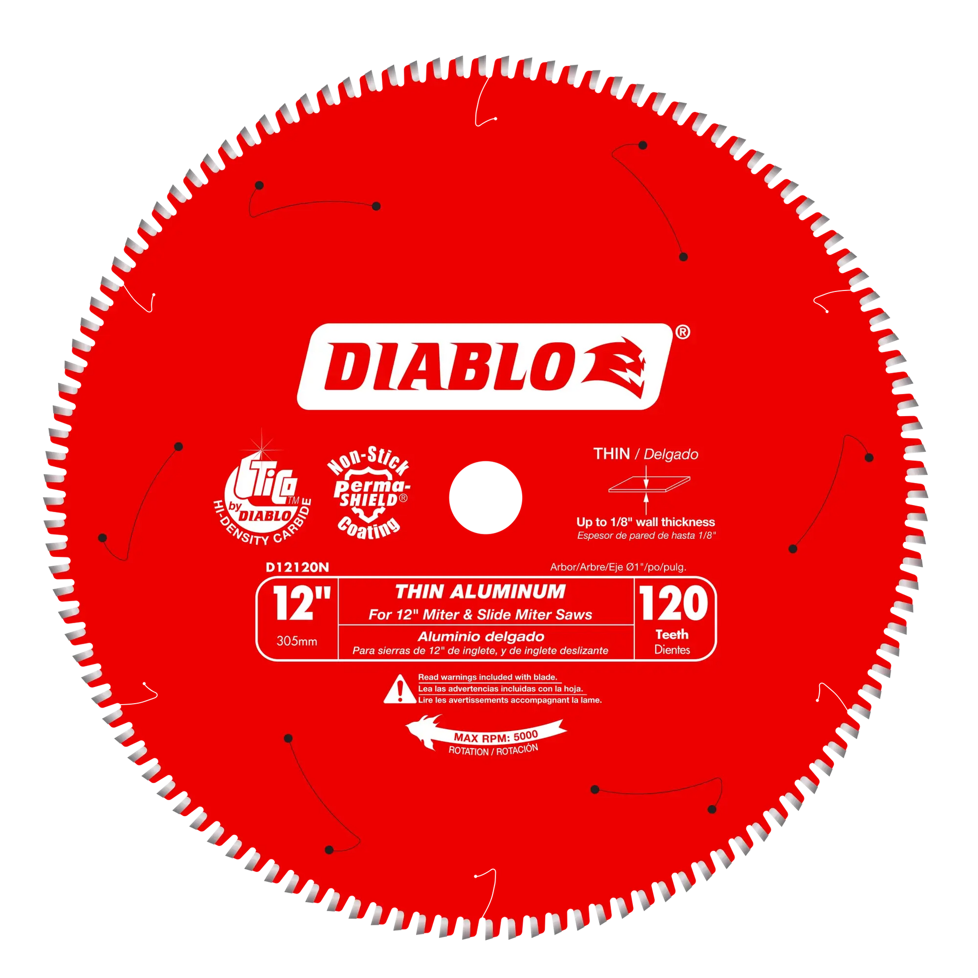 DIABLO D12120N  -  12" x 120-Teeth Aluminum Saw Blade for Thin Non-Ferrous Metal DIABLO