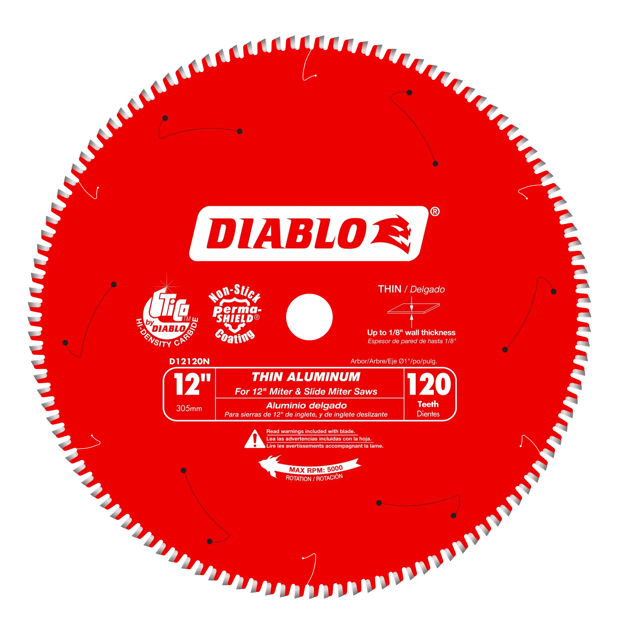 DIABLO D12120N  -  12" x 120-Teeth Aluminum Saw Blade for Thin Non-Ferrous Metal DIABLO