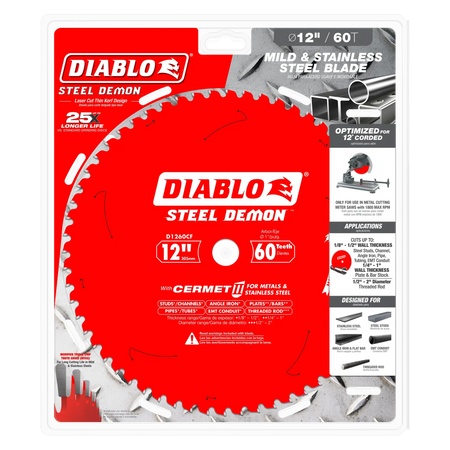 DIABLO D1260CF  -  12" x 60-Teeth Steel Demon™ Cermet II Saw Blade for Medium Metal DIABLO