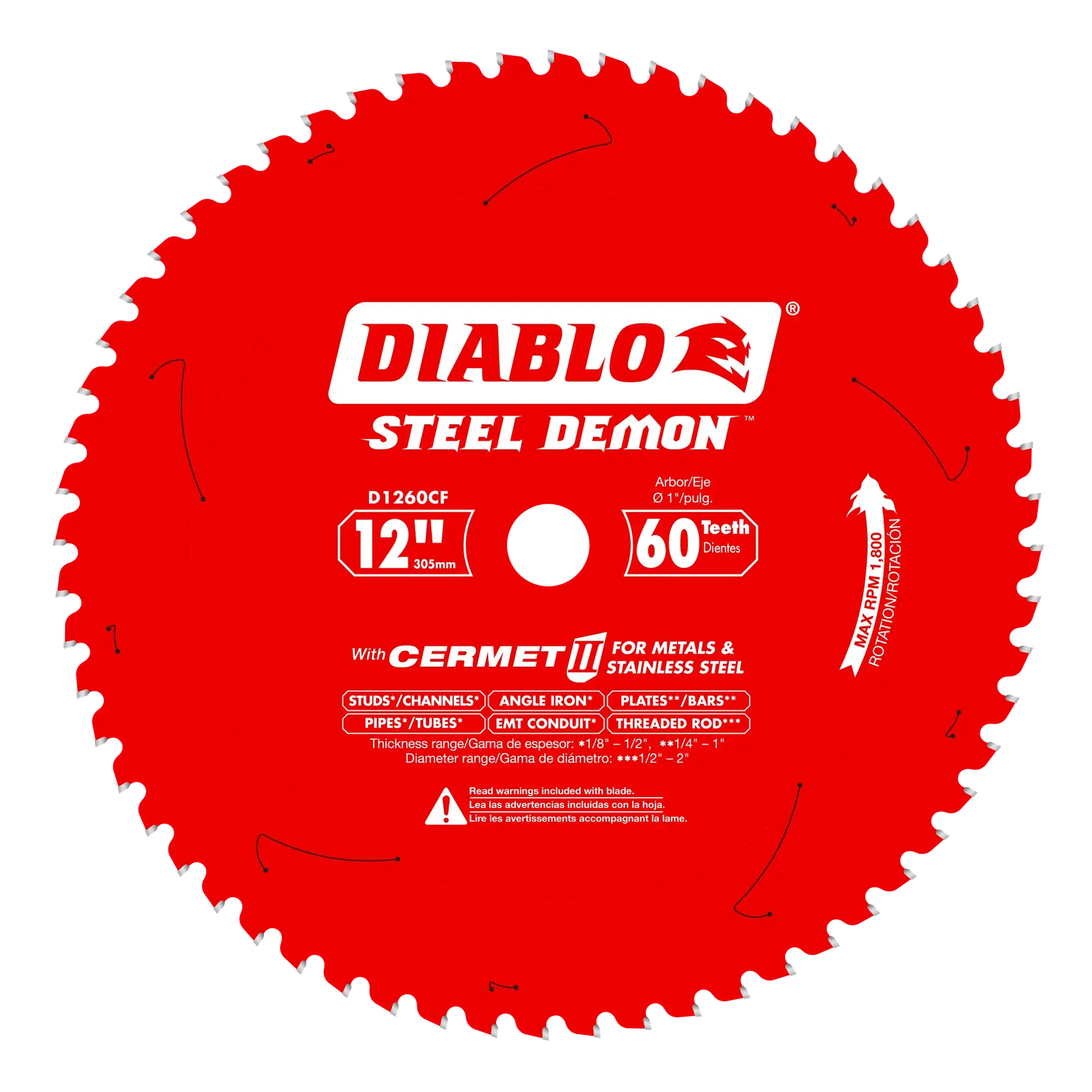 DIABLO D1260CF  -  12" x 60-Teeth Steel Demon™ Cermet II Saw Blade for Medium Metal DIABLO