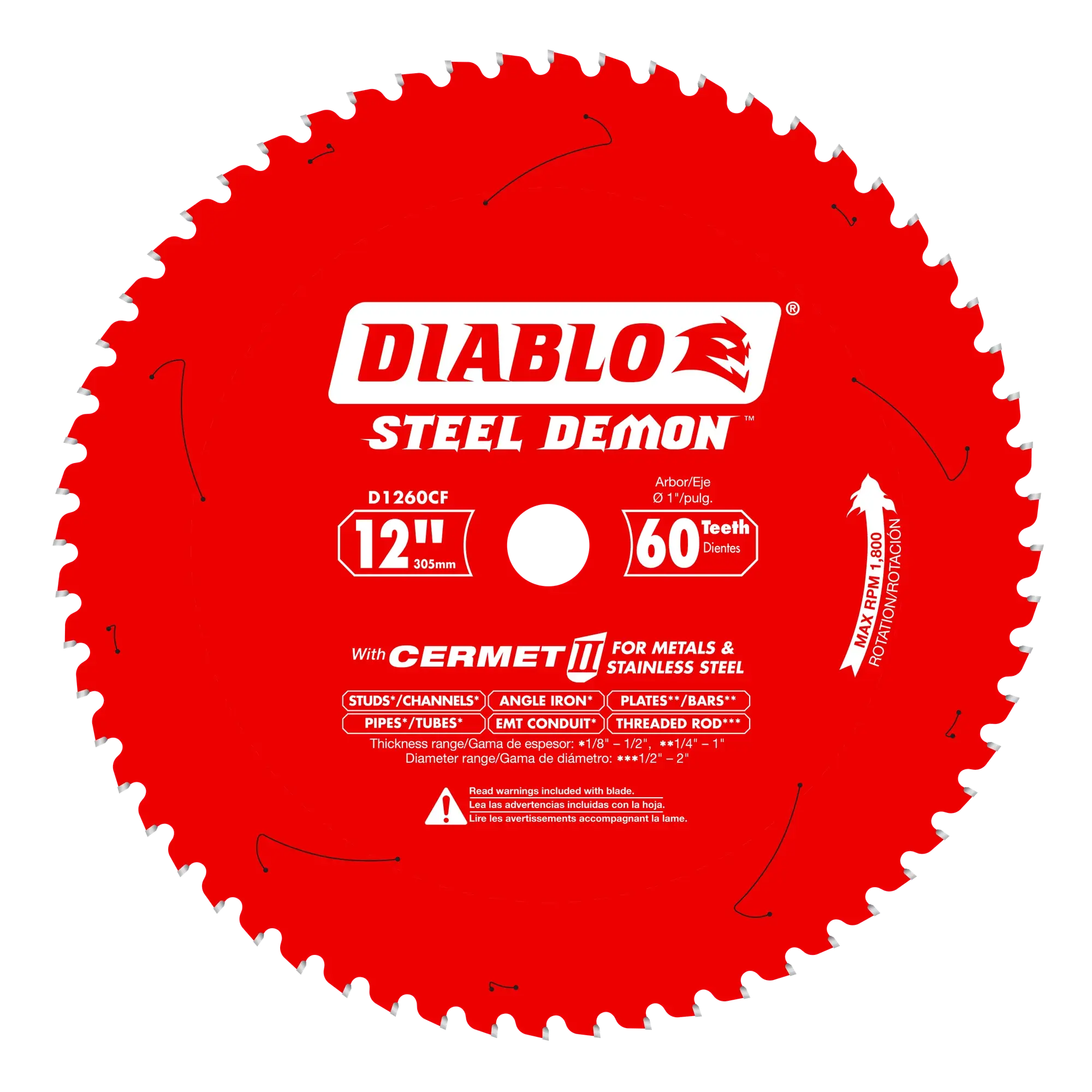 DIABLO D1260CF  -  12" x 60-Teeth Steel Demon™ Cermet II Saw Blade for Medium Metal DIABLO