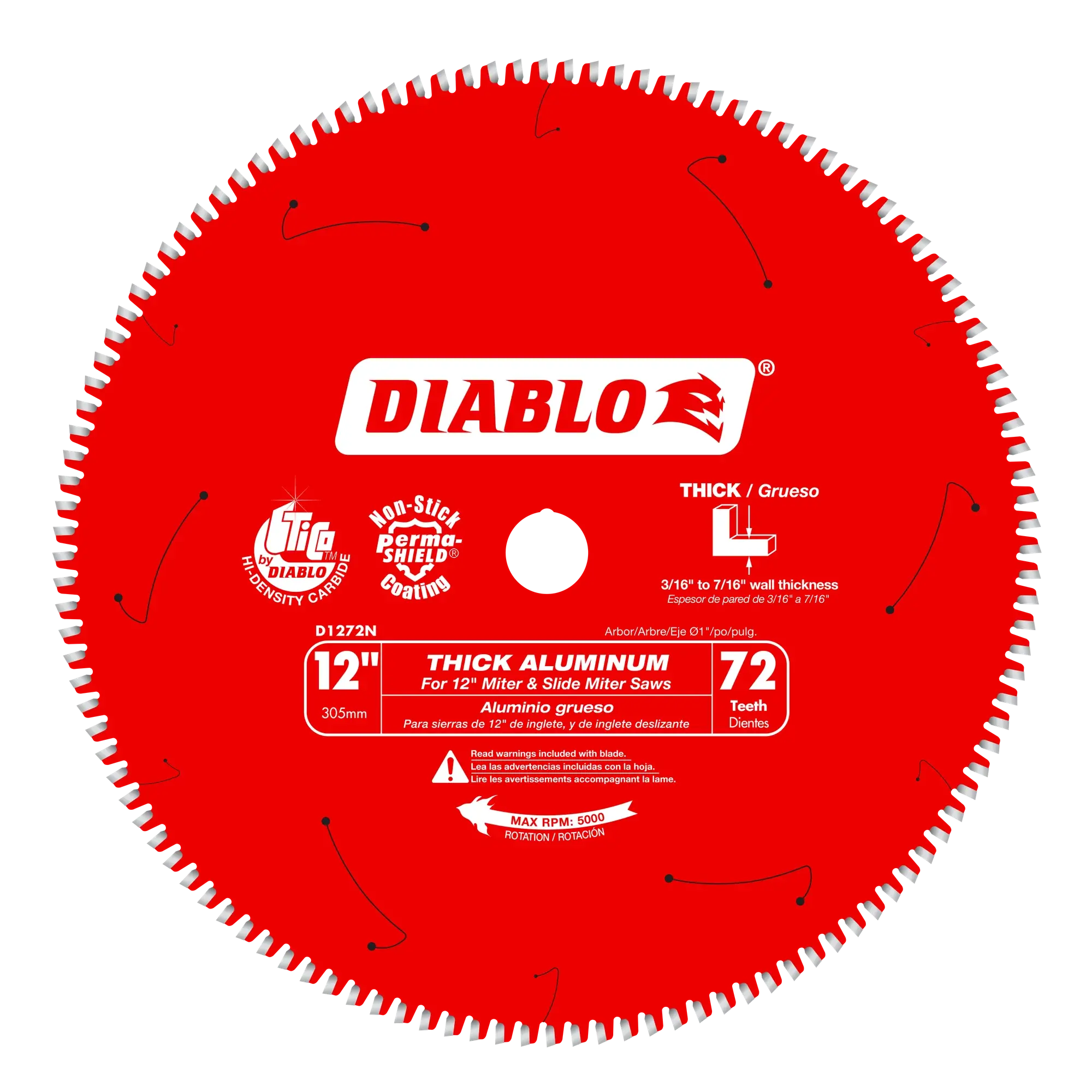DIABLO D1272N  -  12" x 72-Teeth Saw Blade for Thick Aluminum DIABLO