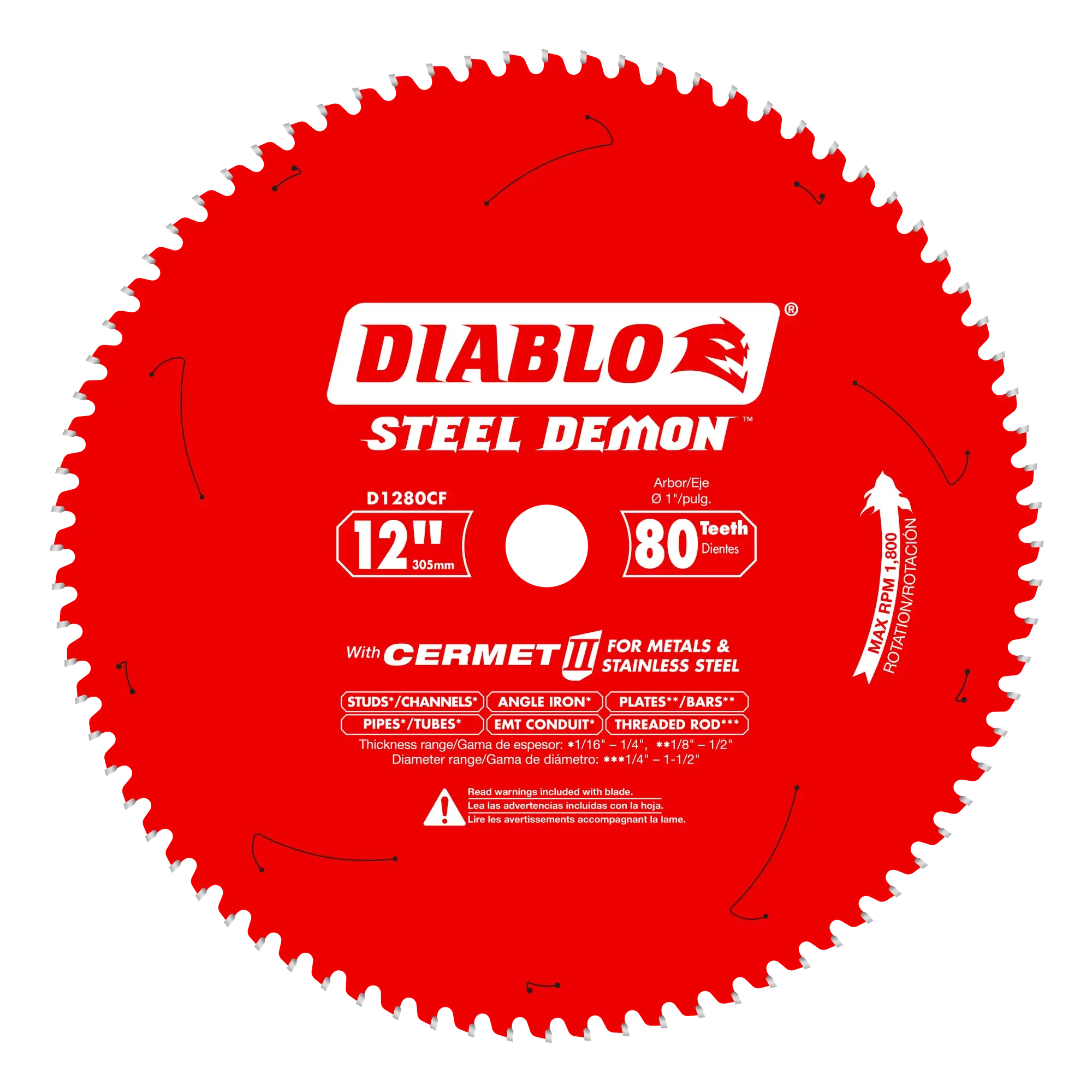 DIABLO D1280CF  -  12" x 80-Teeth Steel Demon Cermet II Saw Blade for Thin Metal DIABLO