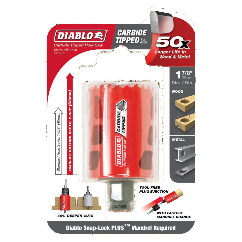 DIABLO DHS1875CT  -  1‑7/8" Carbide‑Tipped Wood & Metal Holesaw - Wise Line Tools