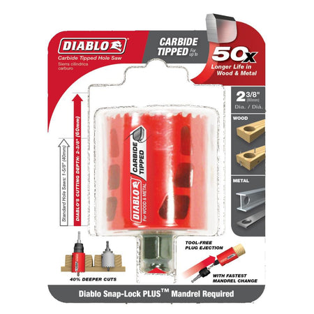 DIABLO DHS2375CT  -  2‑3/8" Carbide‑Tipped Wood & Metal Holesaw - Wise Line Tools